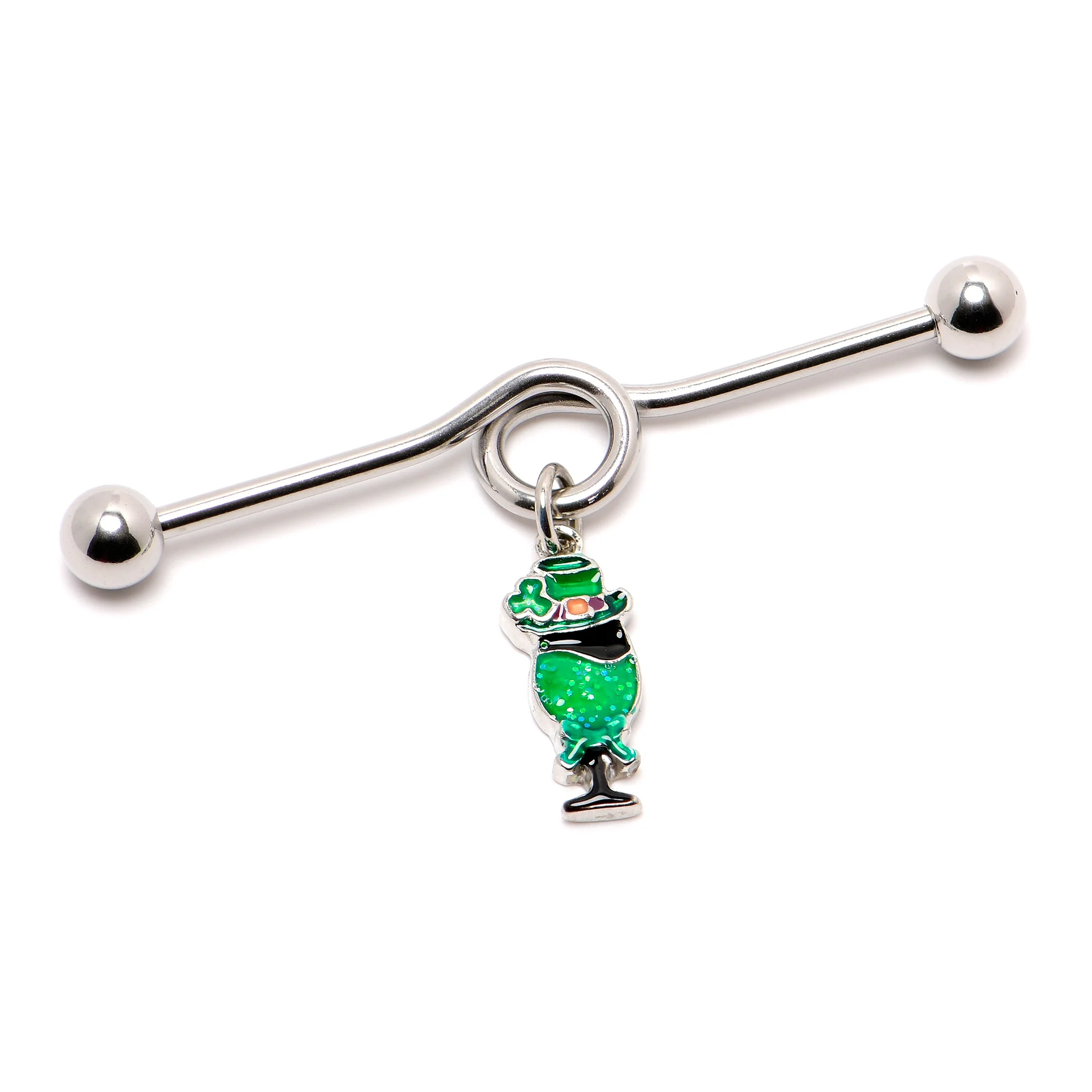 14G Fancy Leprechaun St Patricks Dangle Project Bar 38mm - Image 5