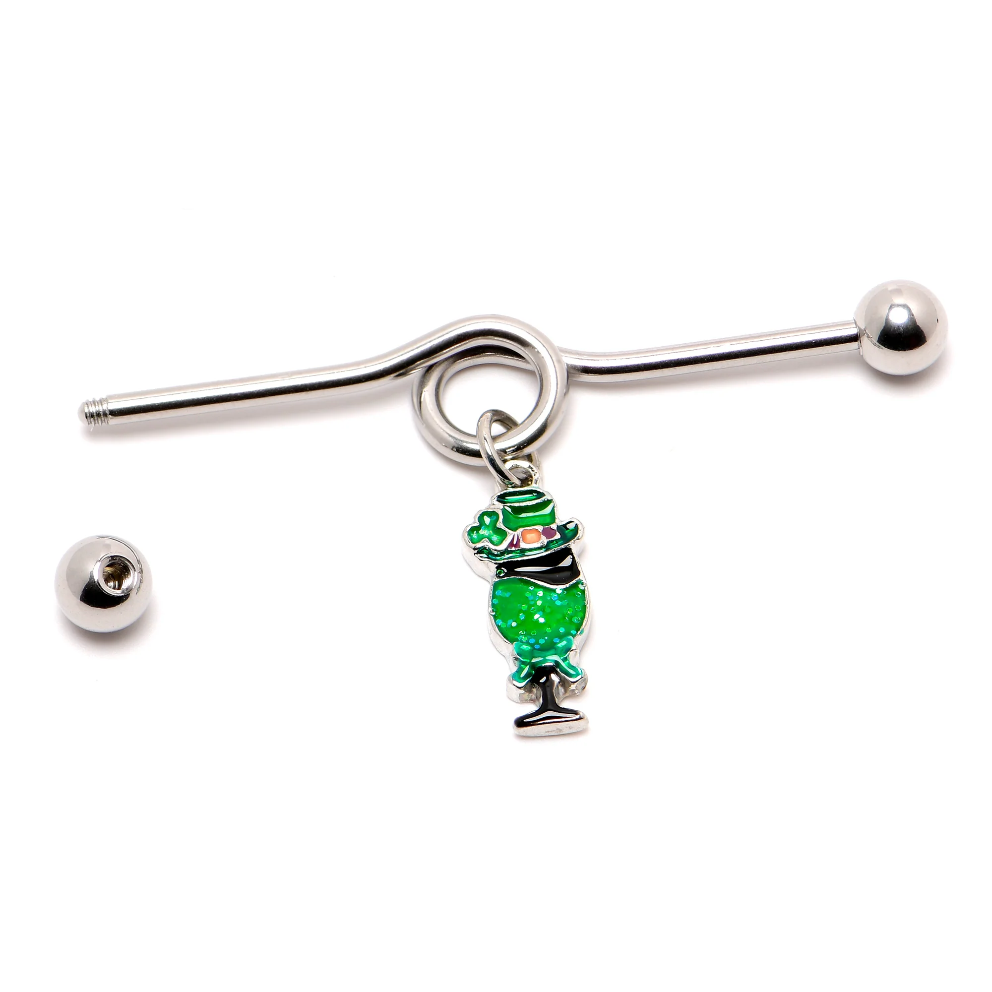 14G Fancy Leprechaun St Patricks Dangle Project Bar 38mm - Image 6