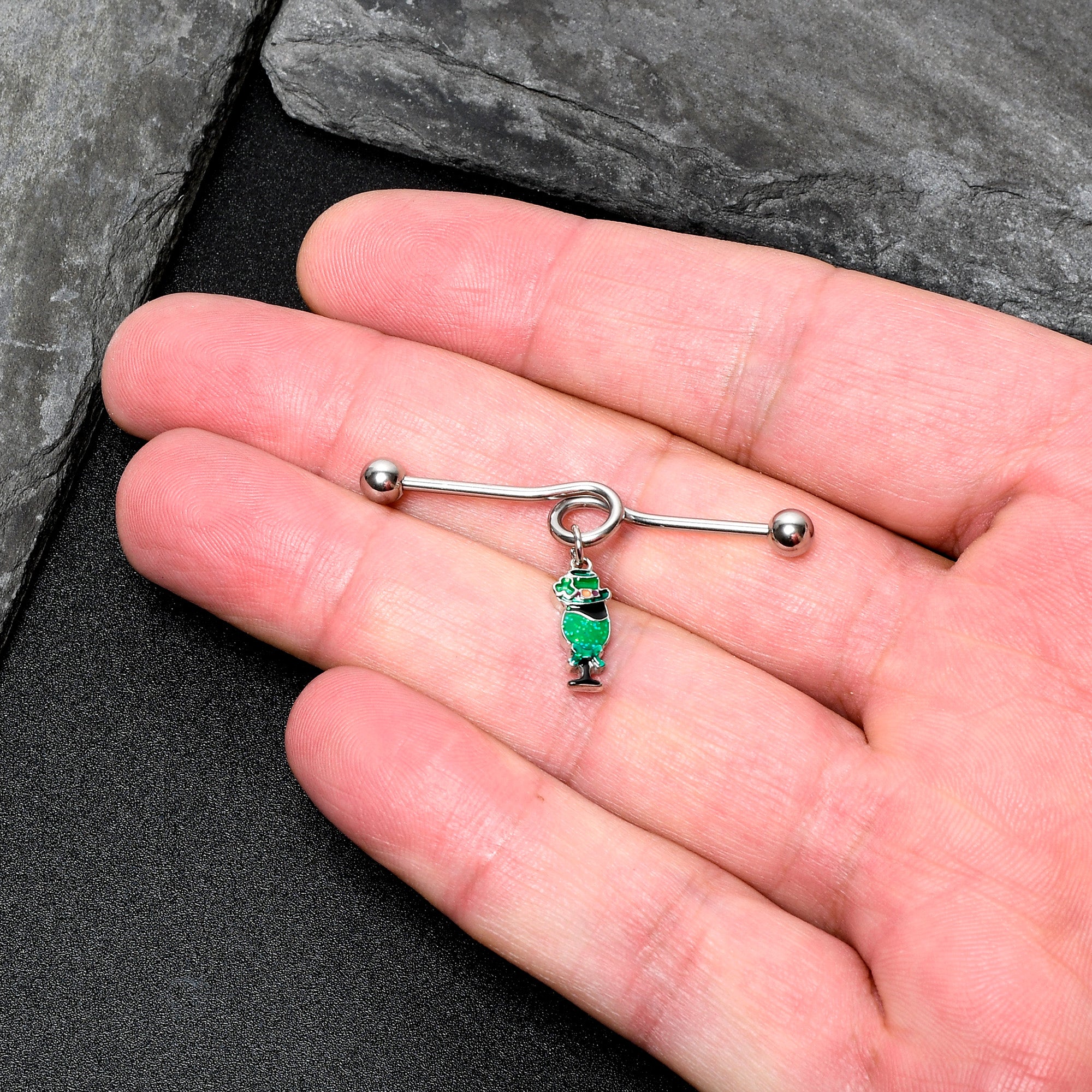 14G Fancy Leprechaun St Patricks Dangle Project Bar 38mm - Image 7