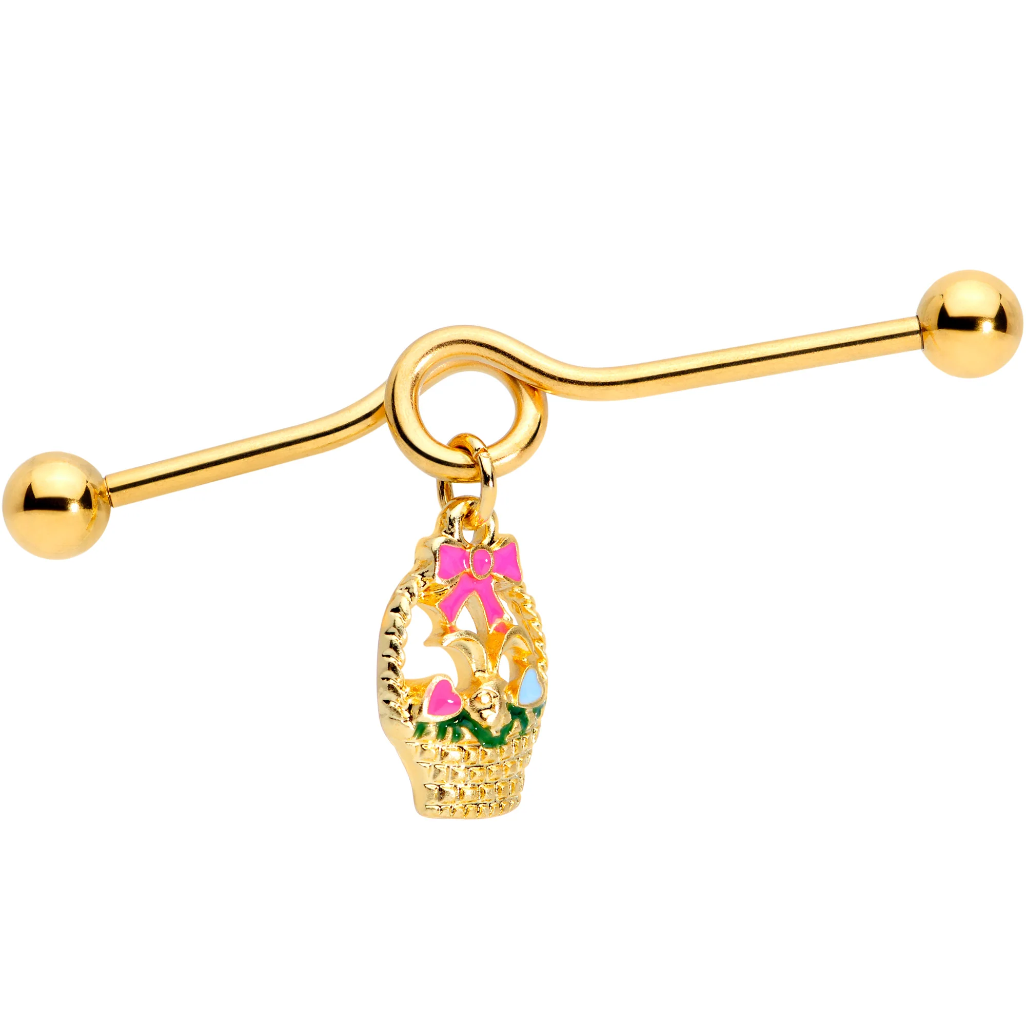 14G Gold Tone Easter Basket Glow Dangle Project Bar 38mm - Image 2