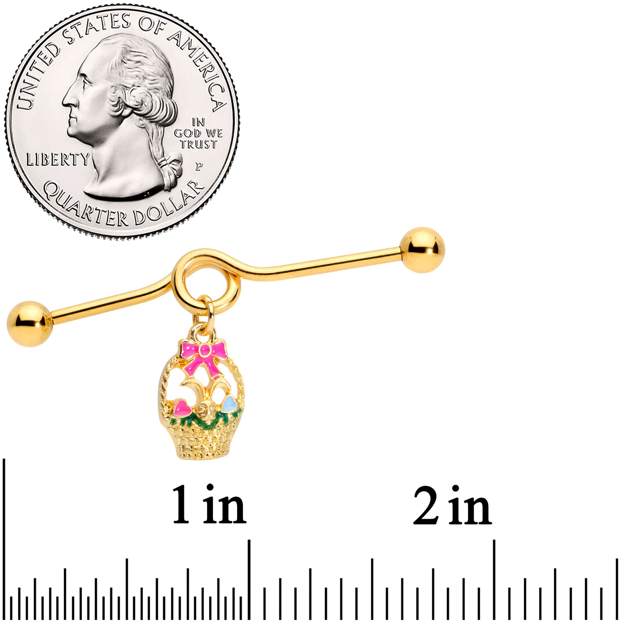 14G Gold Tone Easter Basket Glow Dangle Project Bar 38mm - Image 3