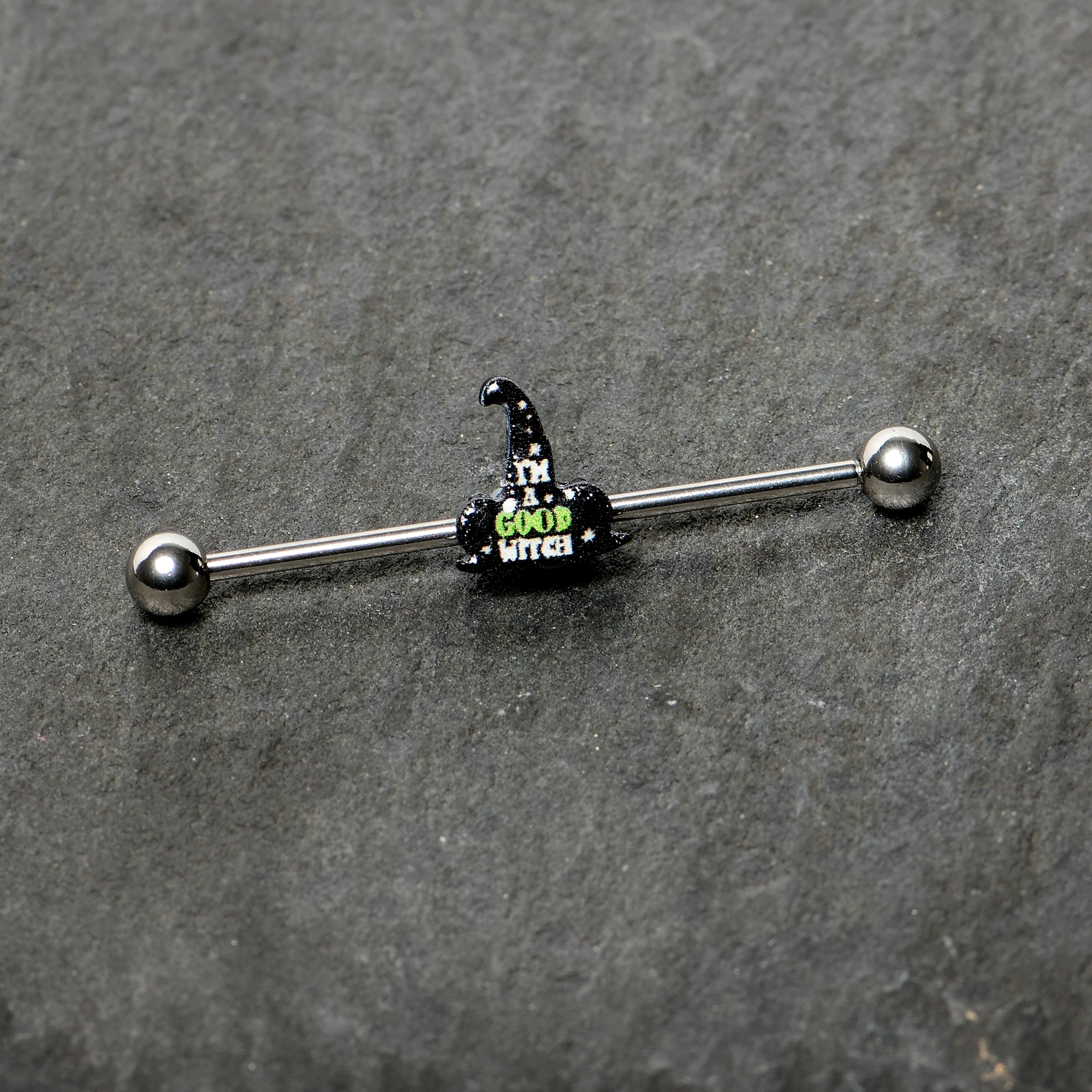 14G Good Witch Hat Glow the Dark Halloween Industrial Barbell 38mm - Image 5