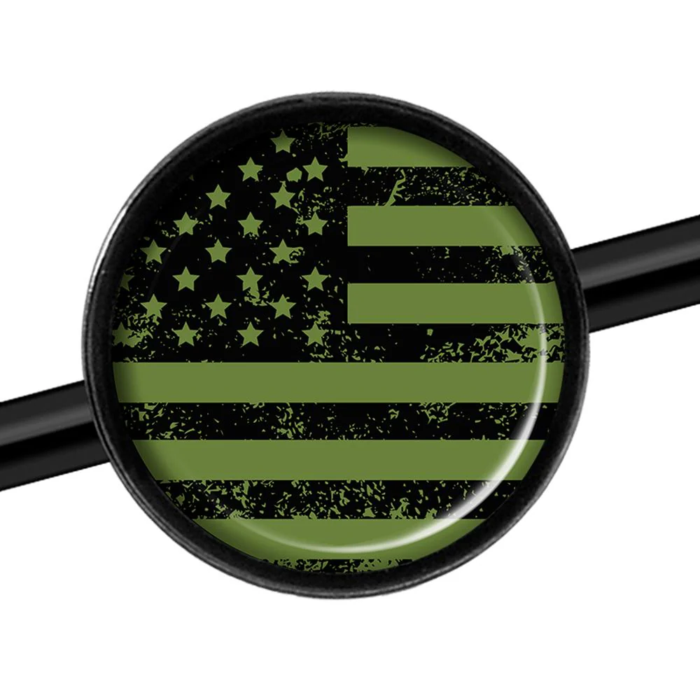 14G Green American Flag Black Industrial Barbell 37mm - Image 3