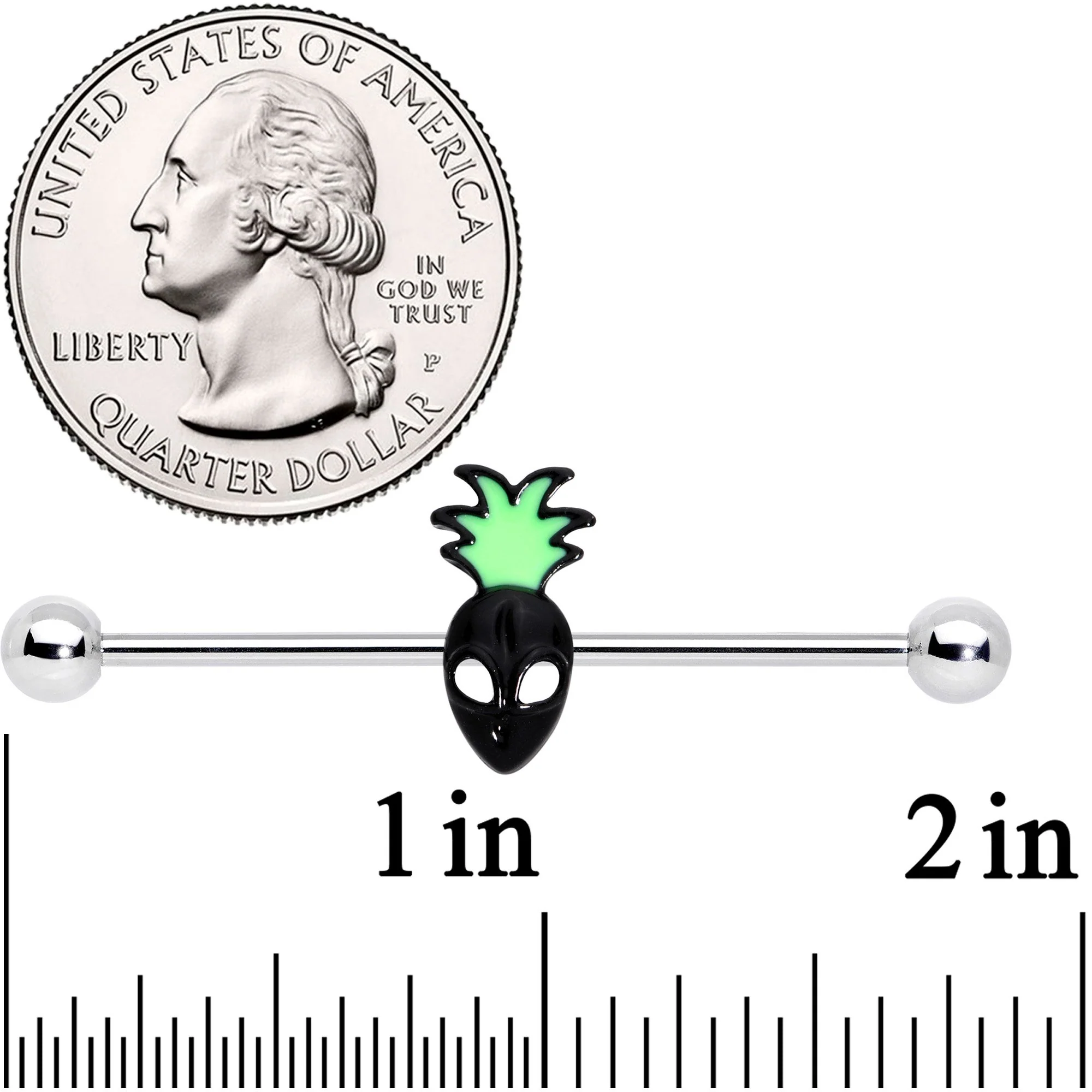 14G Green Black Sneaky Pineapple Alien 38mm - Image 2