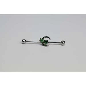 14G Green Gem Dragonfly Moon Opulence Industrial Barbell 38mm - Image 3