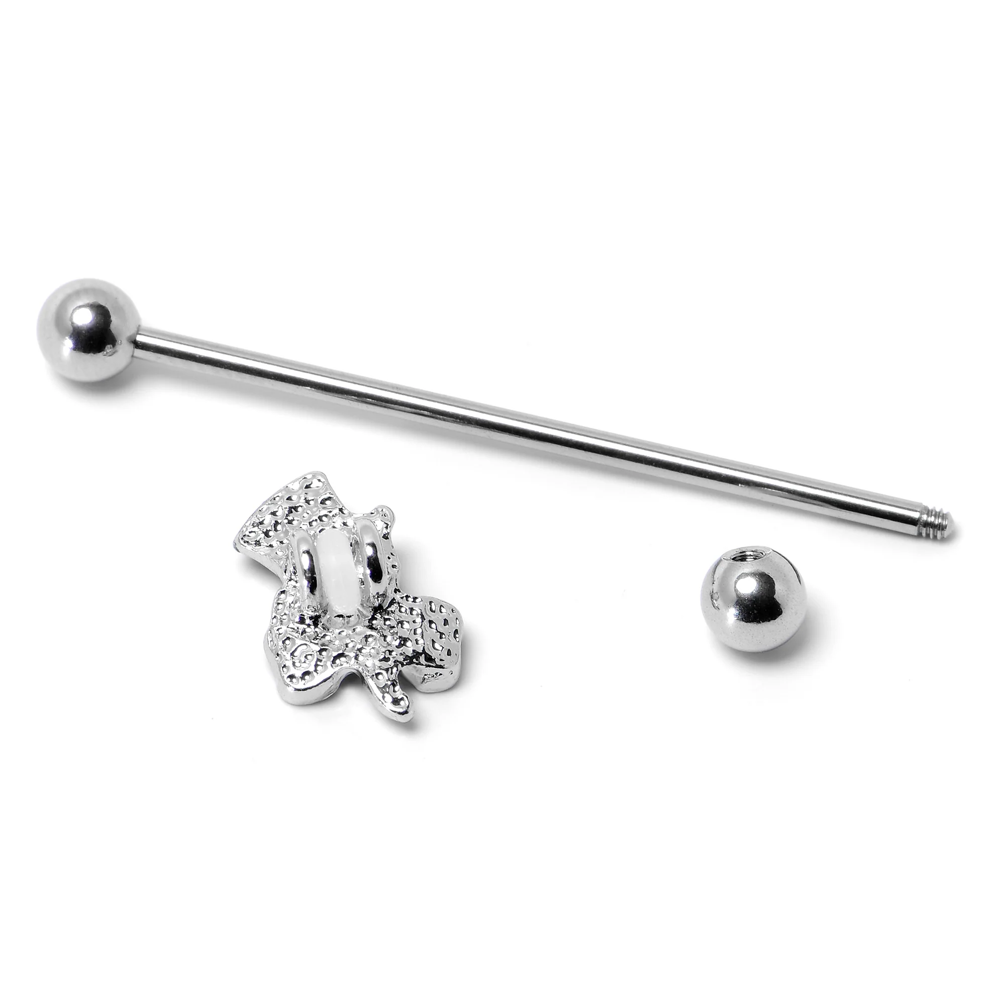 14G Green Gem Top Hat Shamrock St Patricks Industrial Barbell 38mm - Image 6
