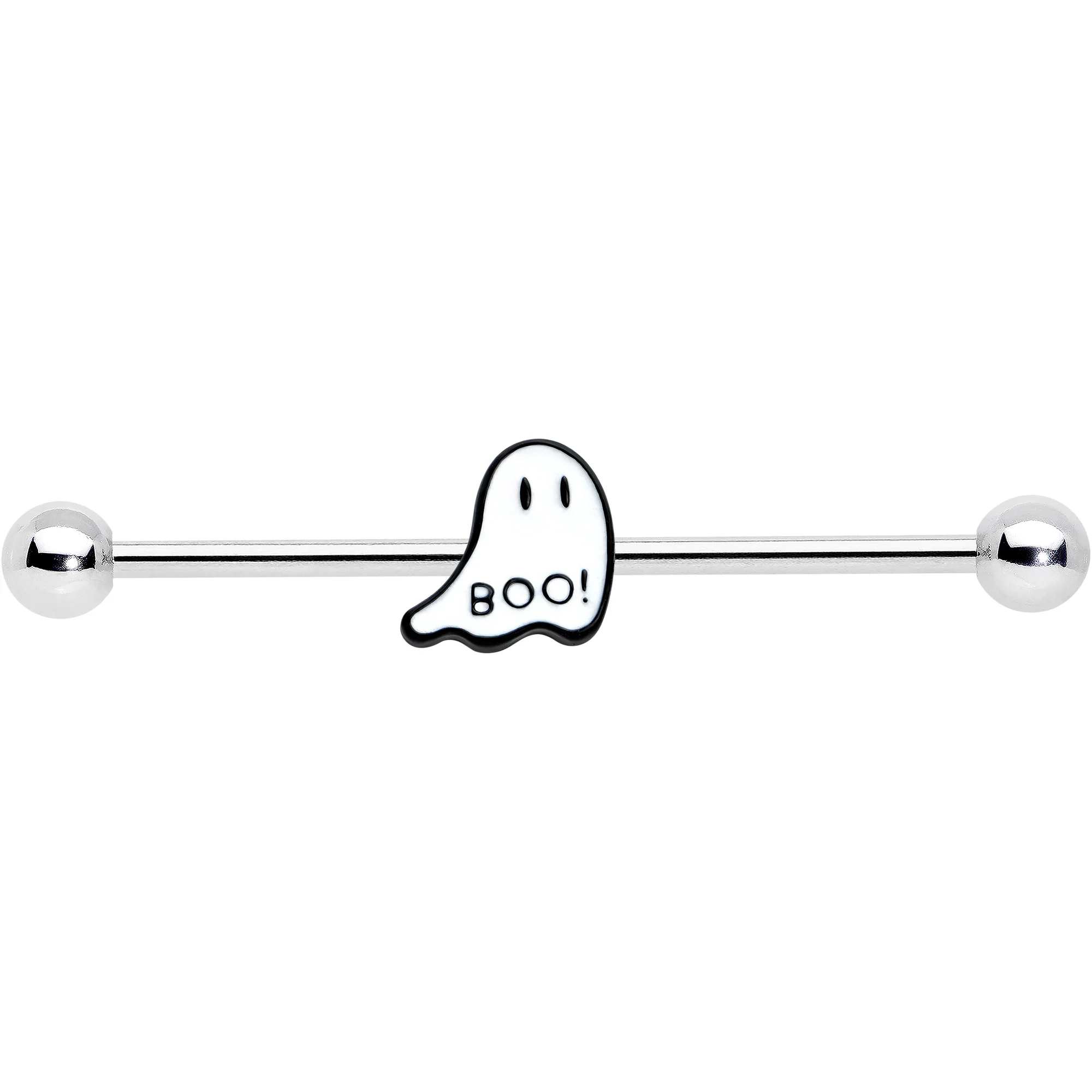 14G Halloween White Ghost Glow in the Dark Industrial Barbell 38mm - Image 2
