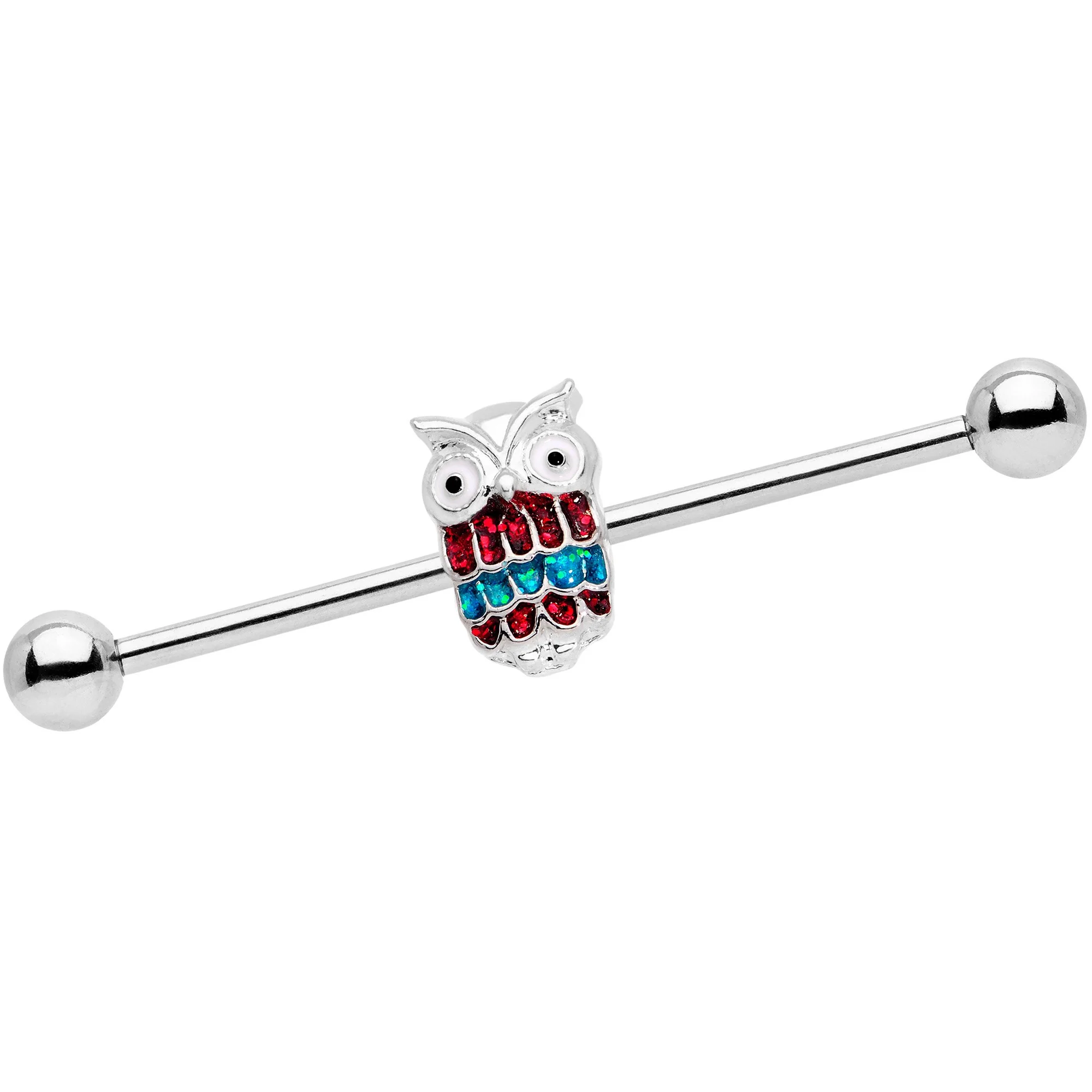 14G Happy Holiday Hoot Owl Industrial Barbell 38mm