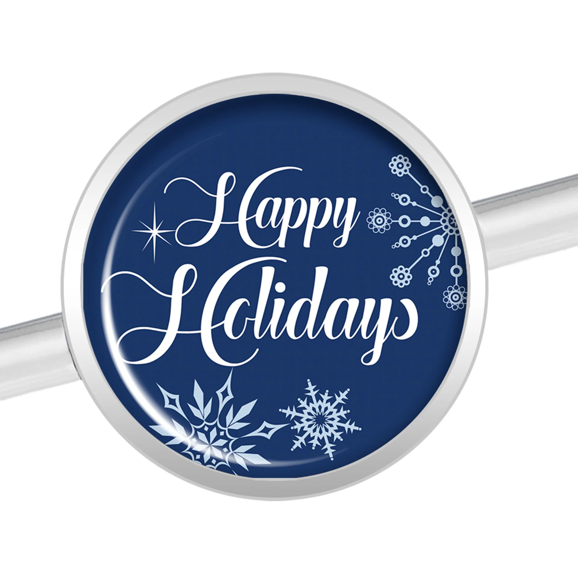 14G Happy Holidays Snowflake Industrial Barbell 37mm - Image 2