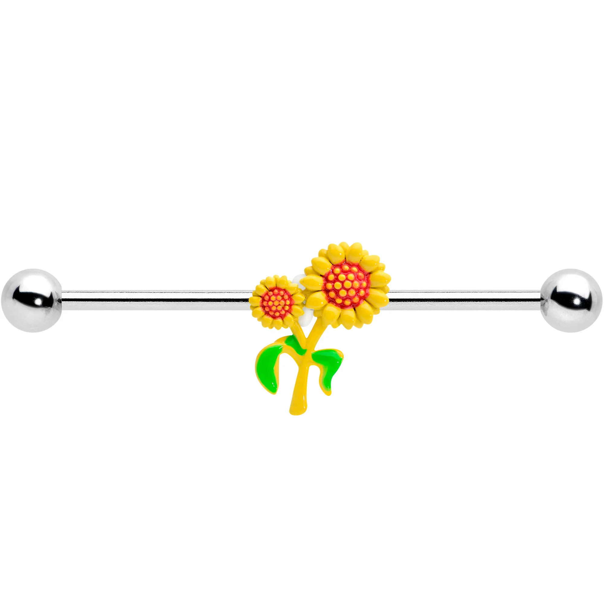 14G Happy Sunflower Duo Industrial Barbell 38mm - Image 2