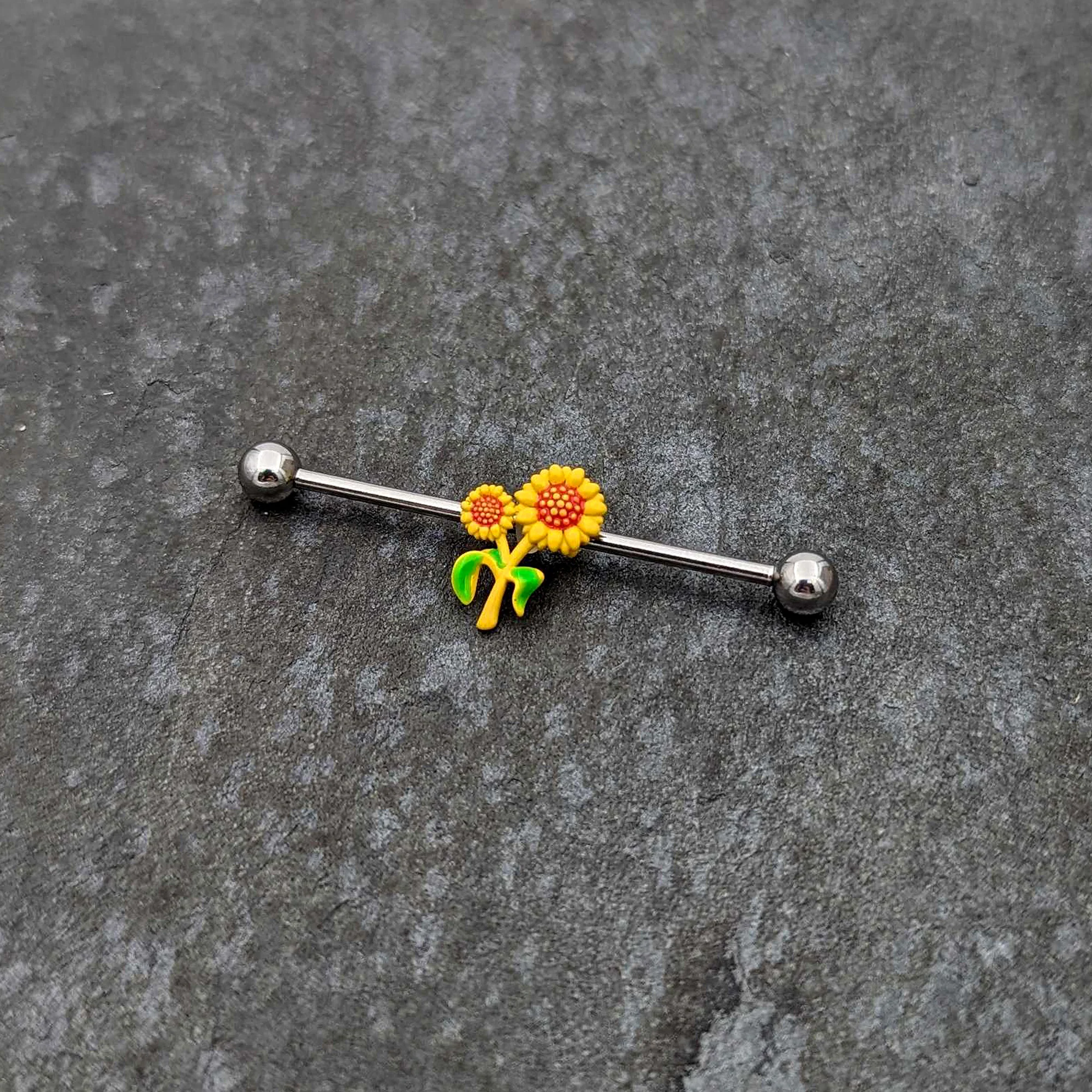 14G Happy Sunflower Duo Industrial Barbell 38mm - Image 4