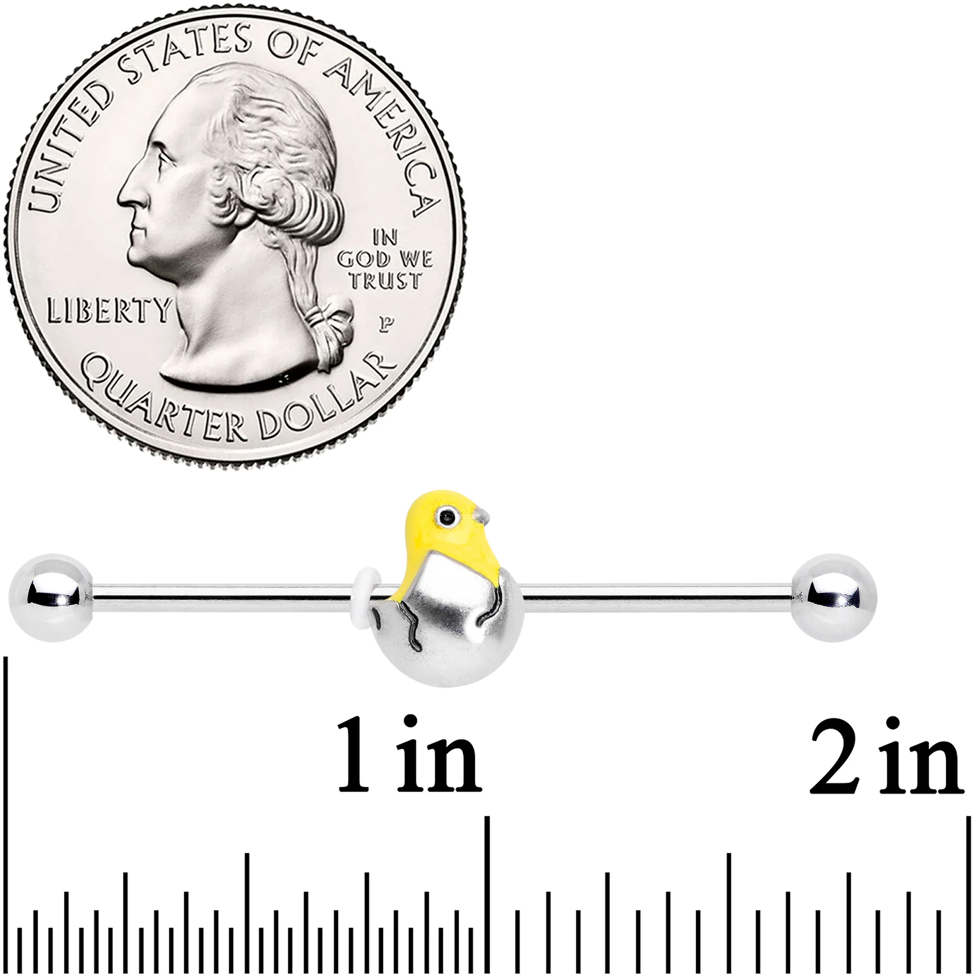 14G Hatching Easter Chick Industrial Barbell 38mm - Image 2