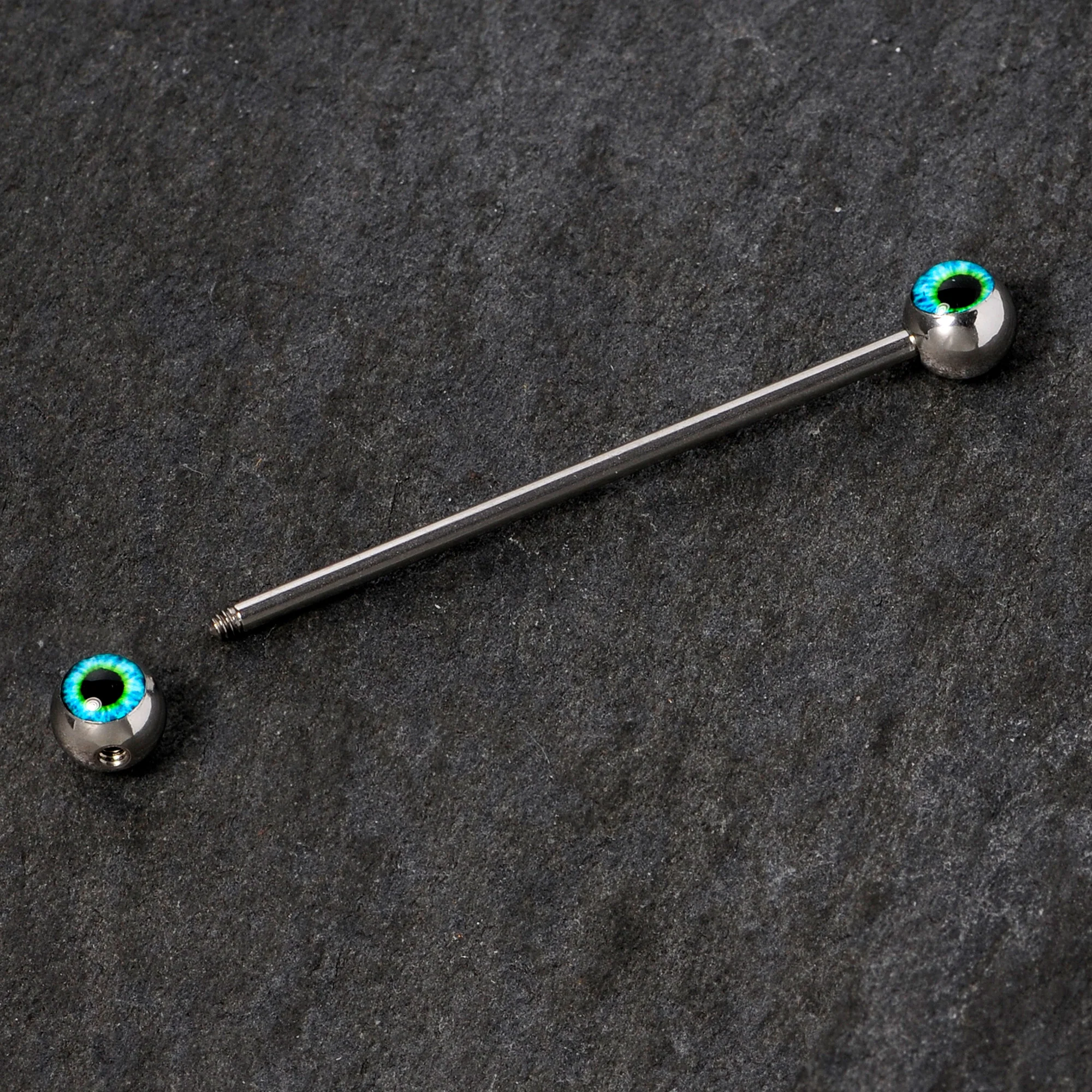 14G Haunting Human Eyeball Halloween Industrial Barbell 38mm - Image 5