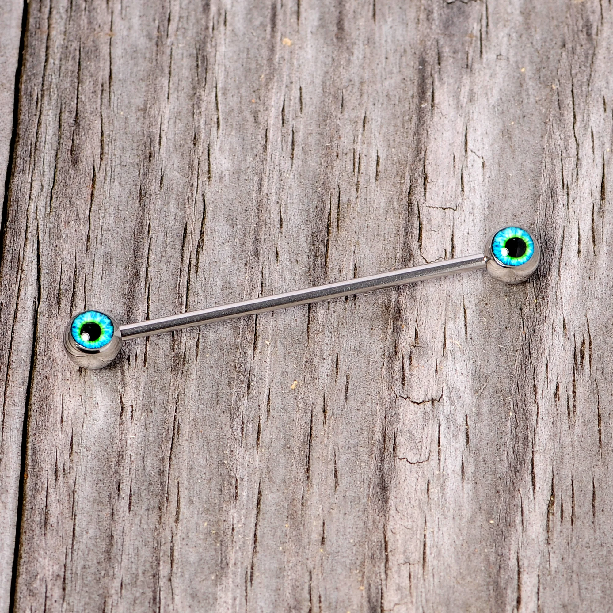 14G Haunting Human Eyeball Halloween Industrial Barbell 38mm - Image 6