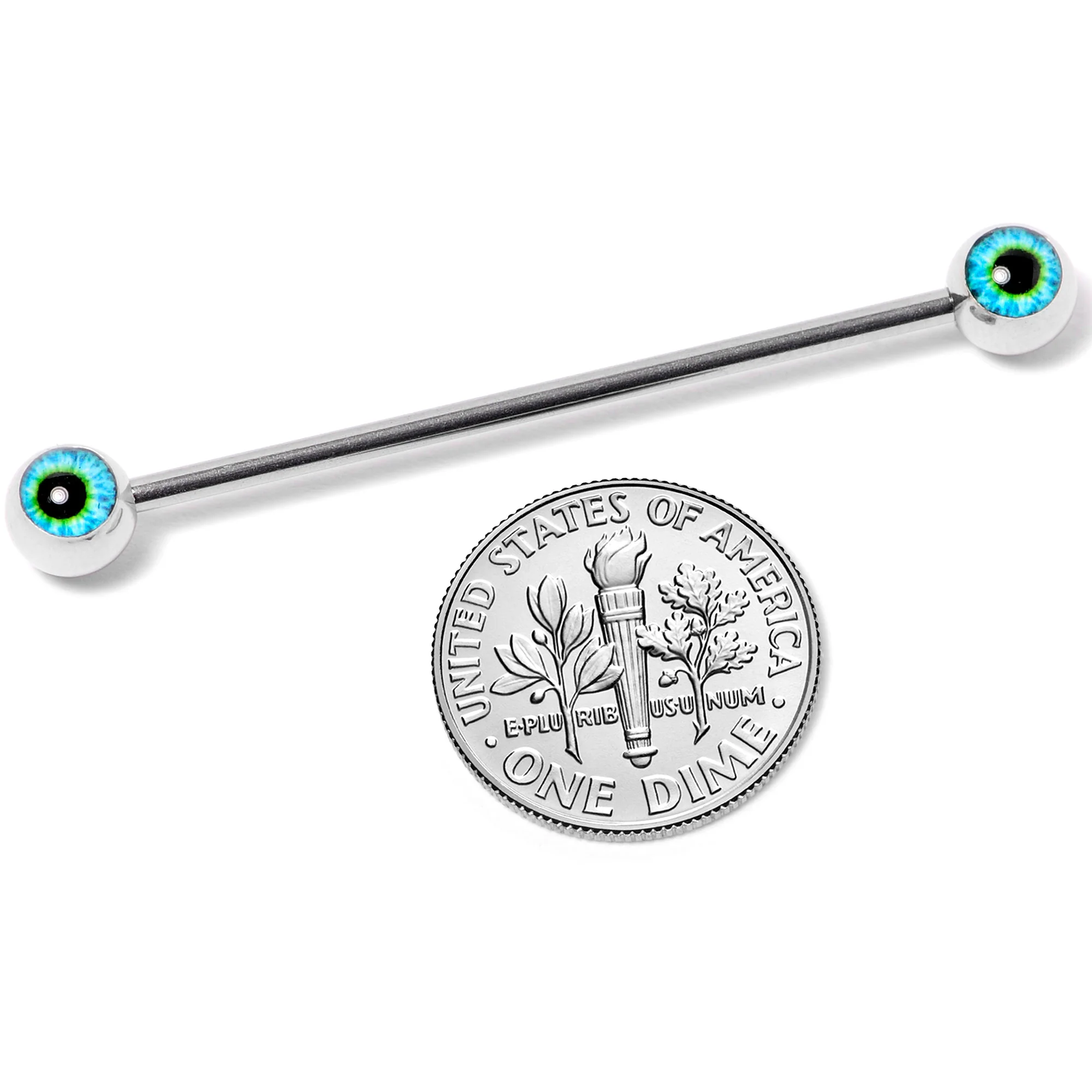 14G Haunting Human Eyeball Halloween Industrial Barbell 38mm - Image 7