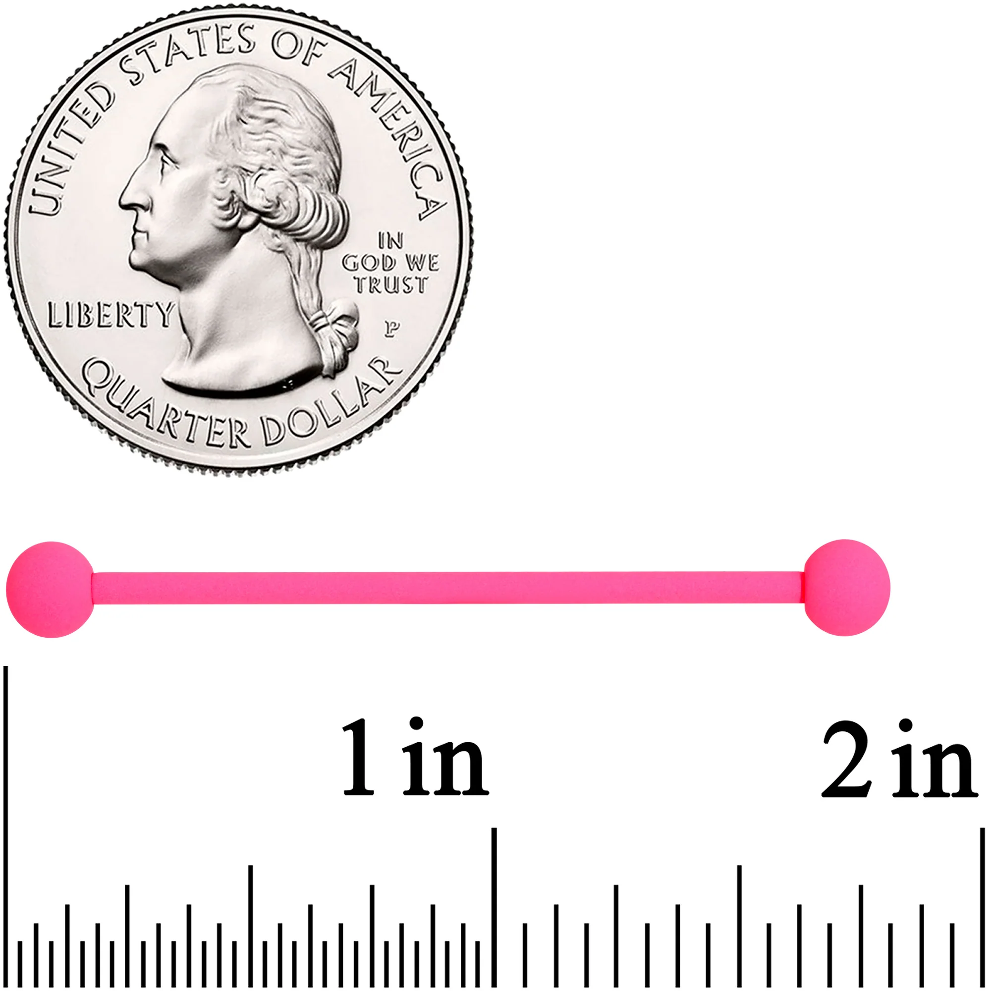 14G Hot Hot Pink Matte Industrial Barbell 38mm - Image 4