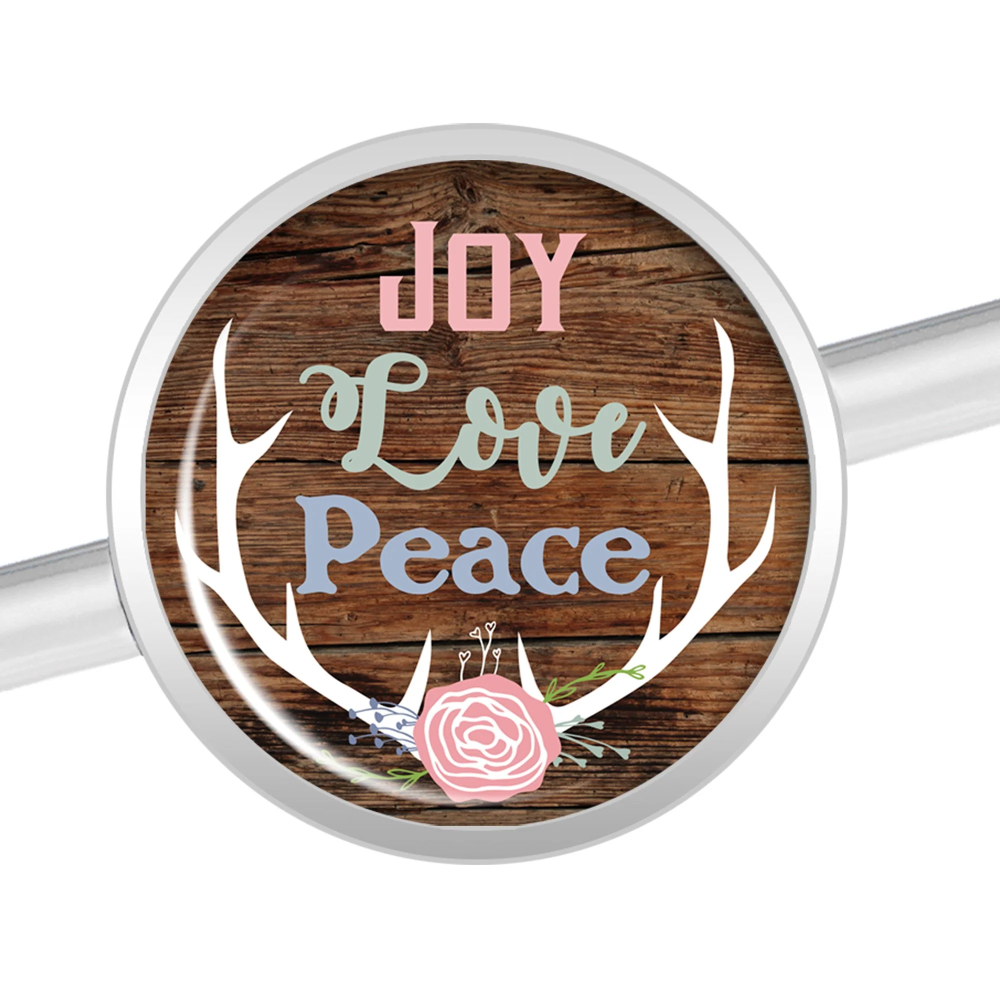 14G Joy Love Peace Antlers Industrial Barbell 37mm - Image 2