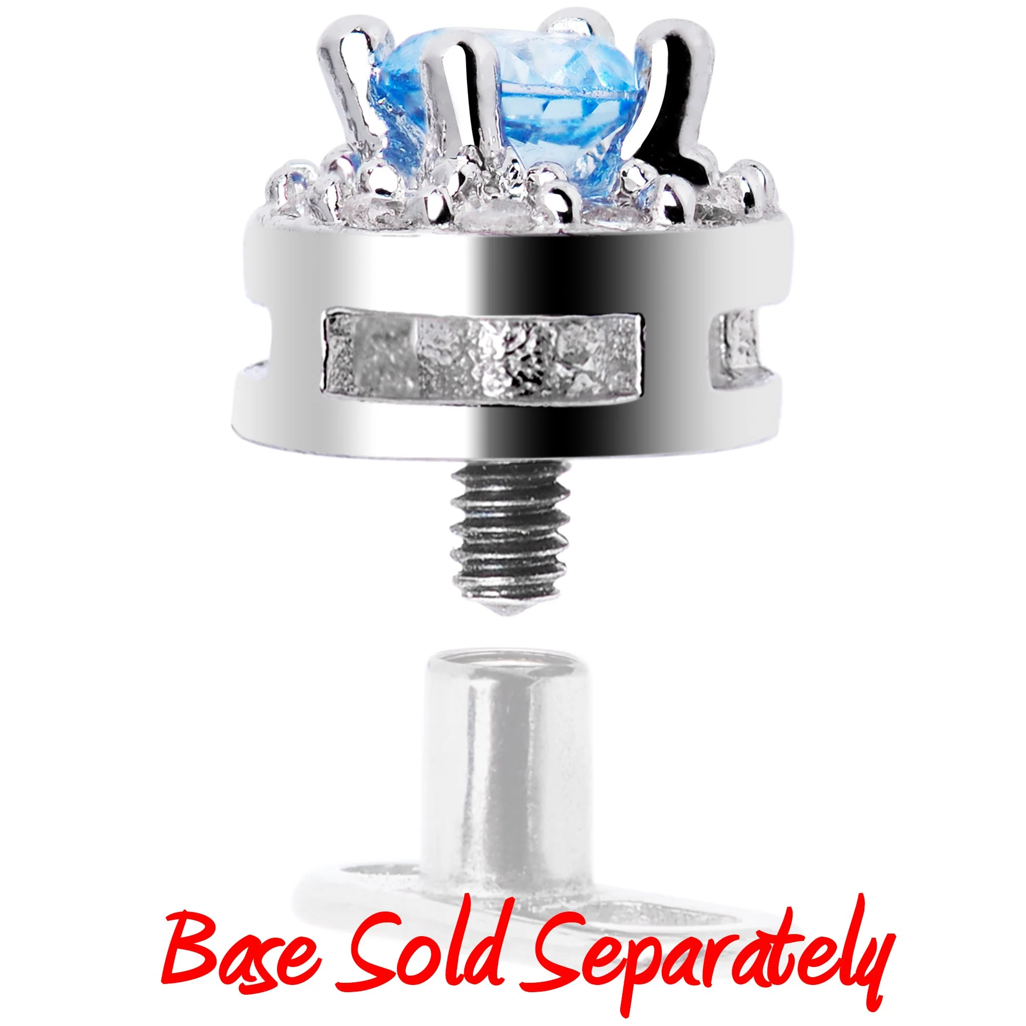 14G Light Blue CZ Two Tier Externally Threaded Dermal Anchor Top - Image 3