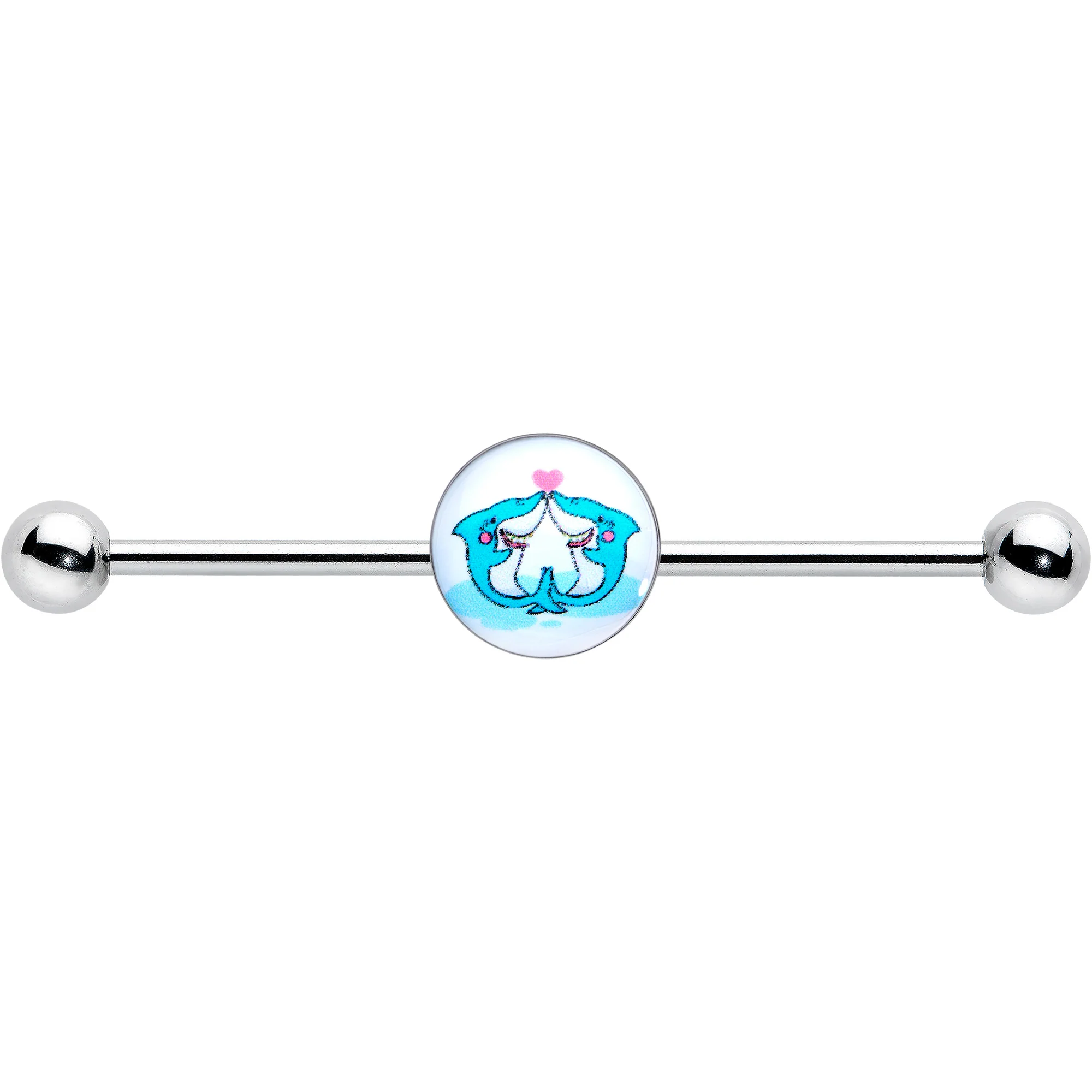 14G Loving Blue Whales Industrial Barbell 38mm - Image 2