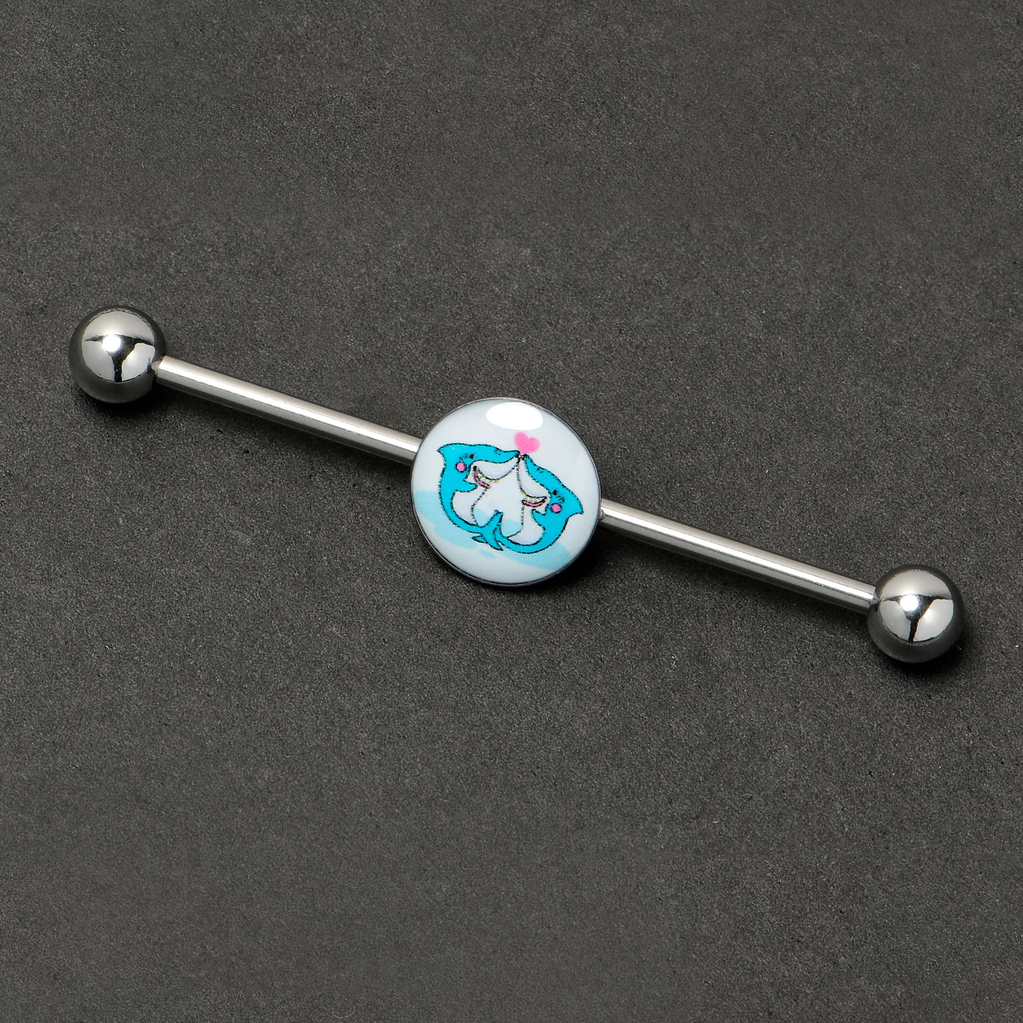 14G Loving Blue Whales Industrial Barbell 38mm - Image 5