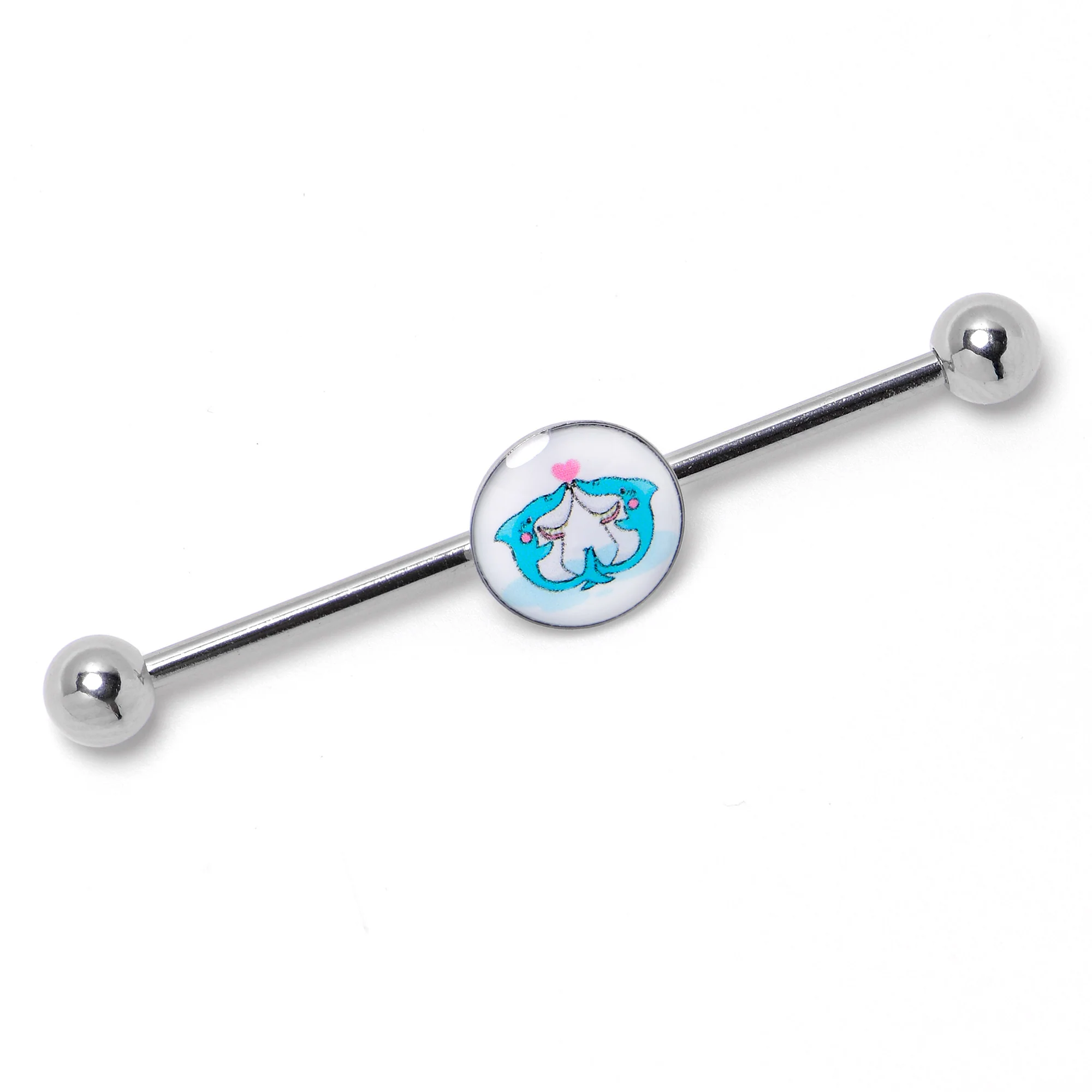 14G Loving Blue Whales Industrial Barbell 38mm - Image 6