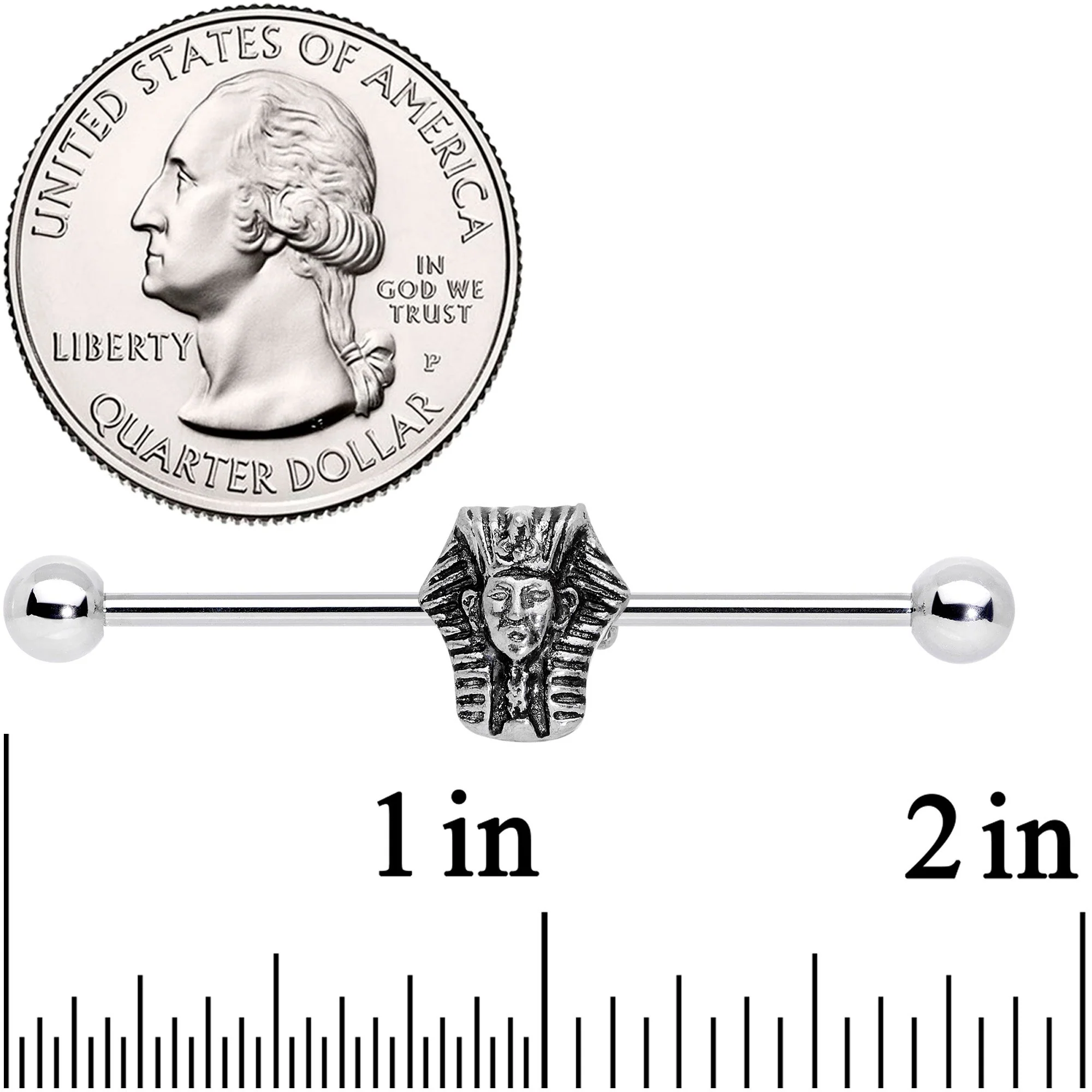 14G Moveable Mighty Pharaoh Industrial Barbell 38mm - Image 2