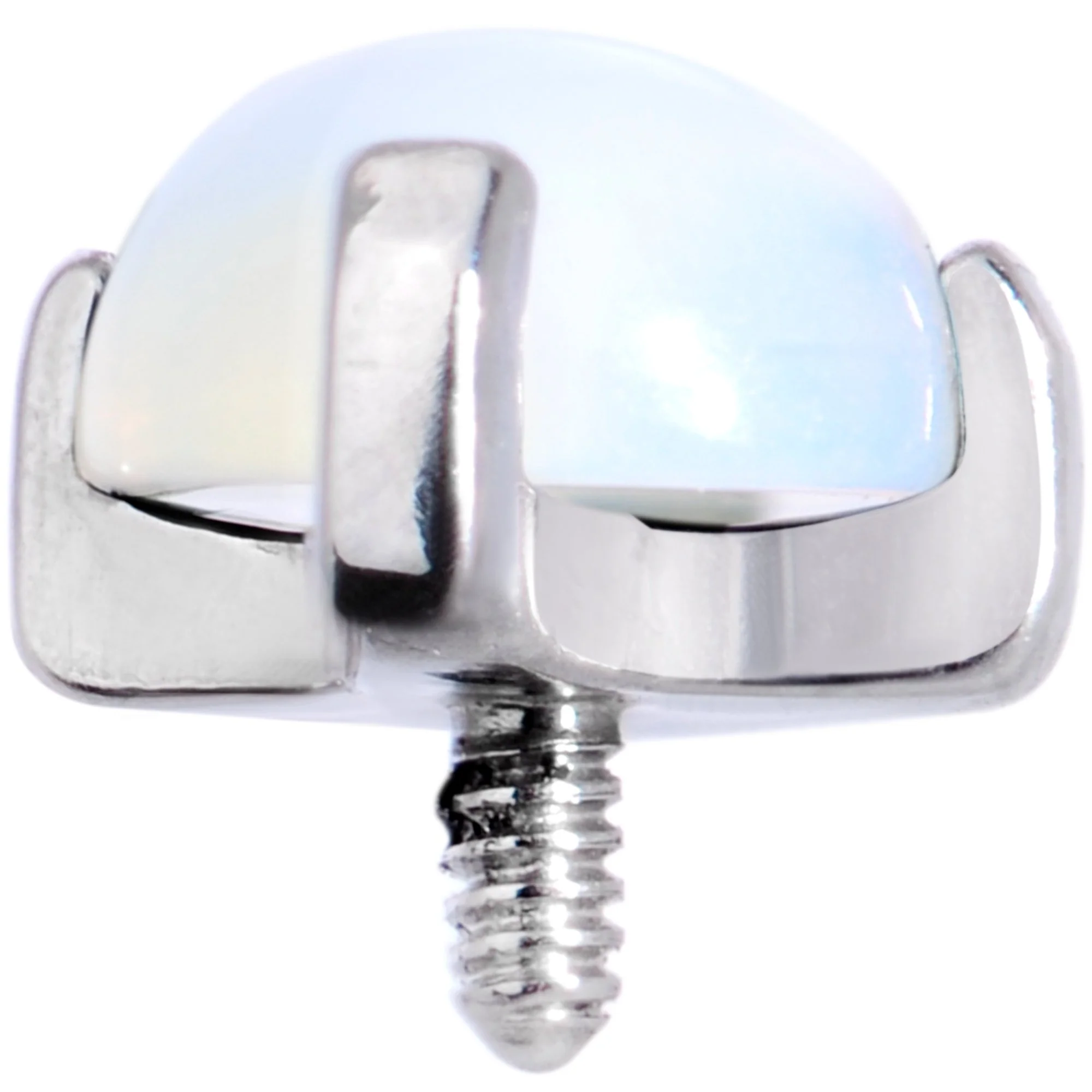 14G Natural Opalite Externally Threaded Dermal Anchor Top - Image 3
