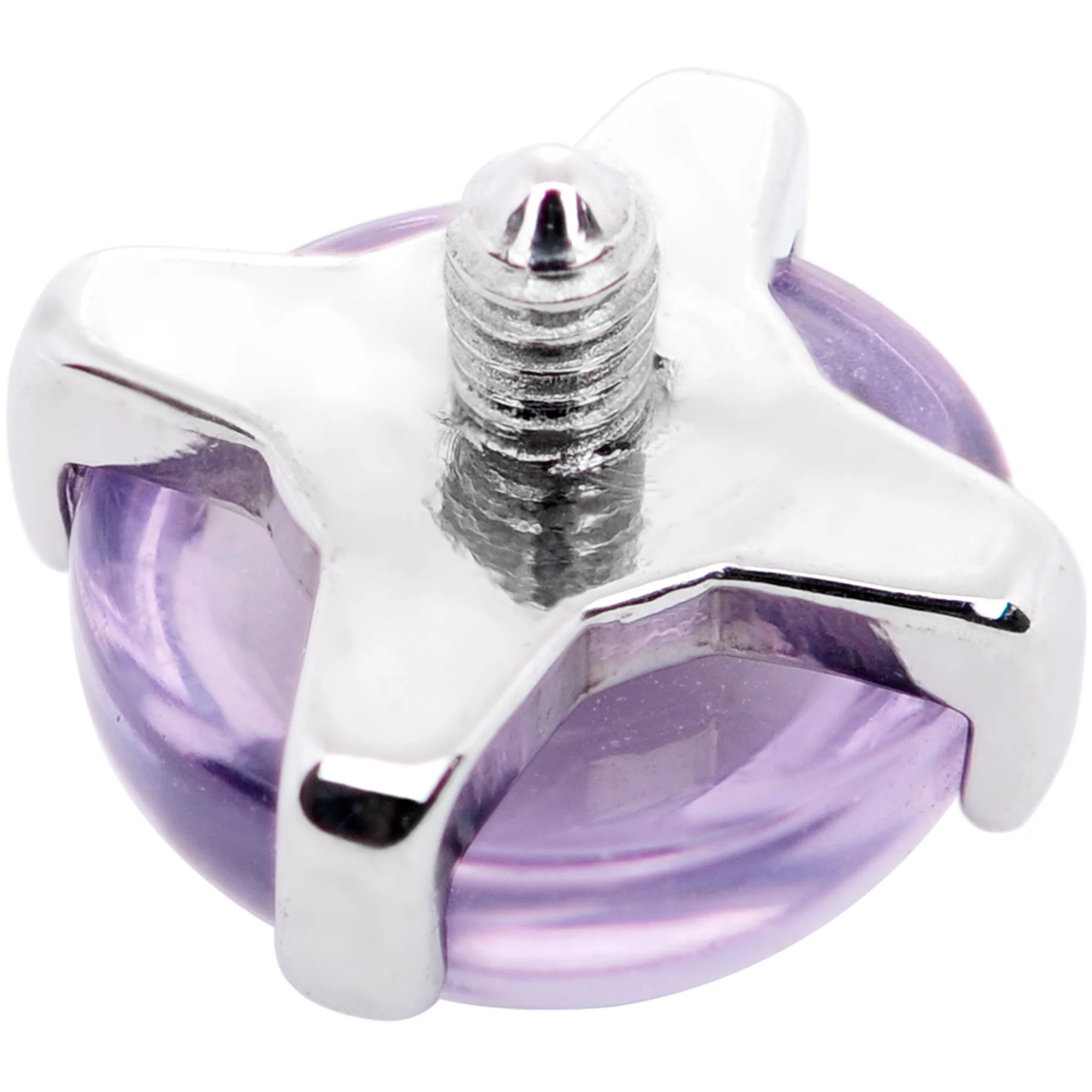 14G Natural Purple Amethyst Externally Threaded Dermal Anchor Top - Image 4