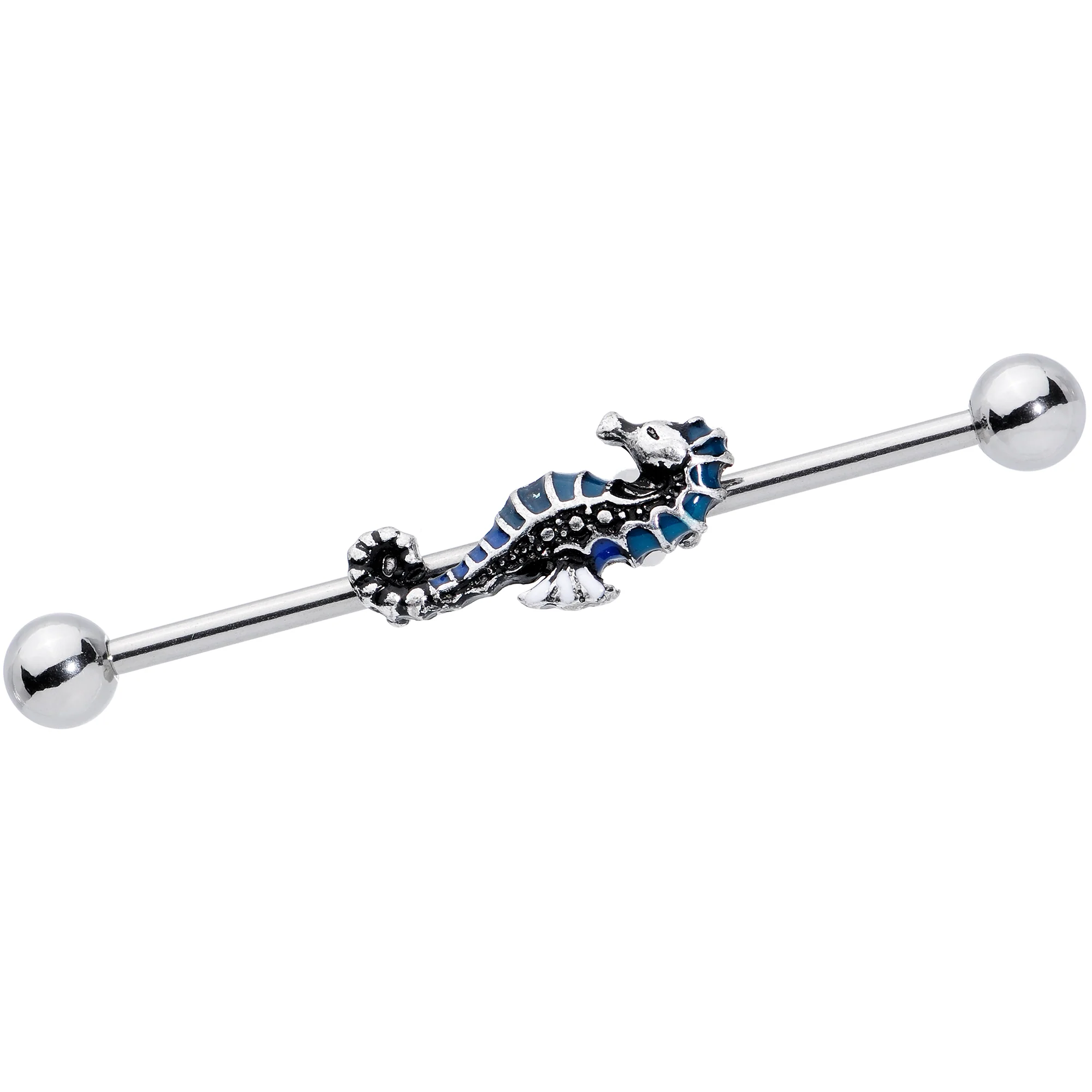 14G Nautical Seahorse Industrial Barbell 38mm - Image 2