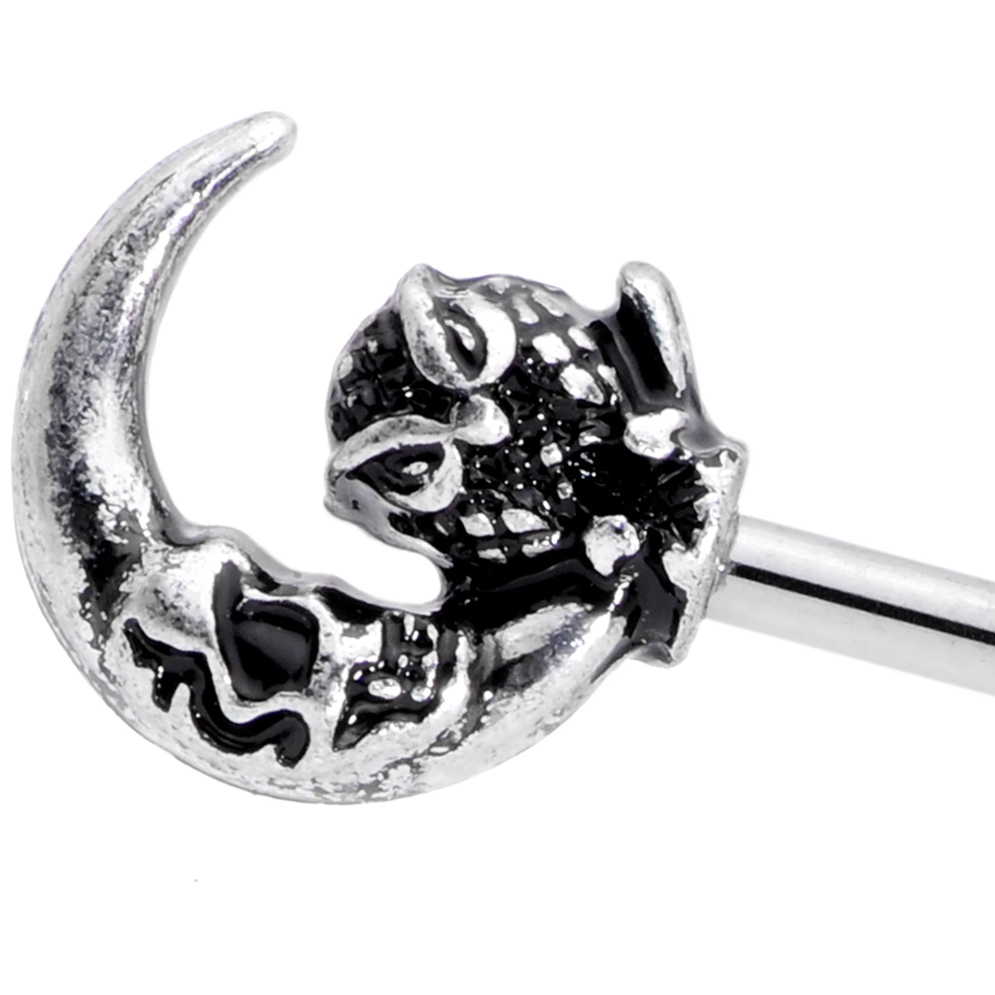 14G Owl Skull Key Mystic Moon Industrial Barbell 38mm - Image 2