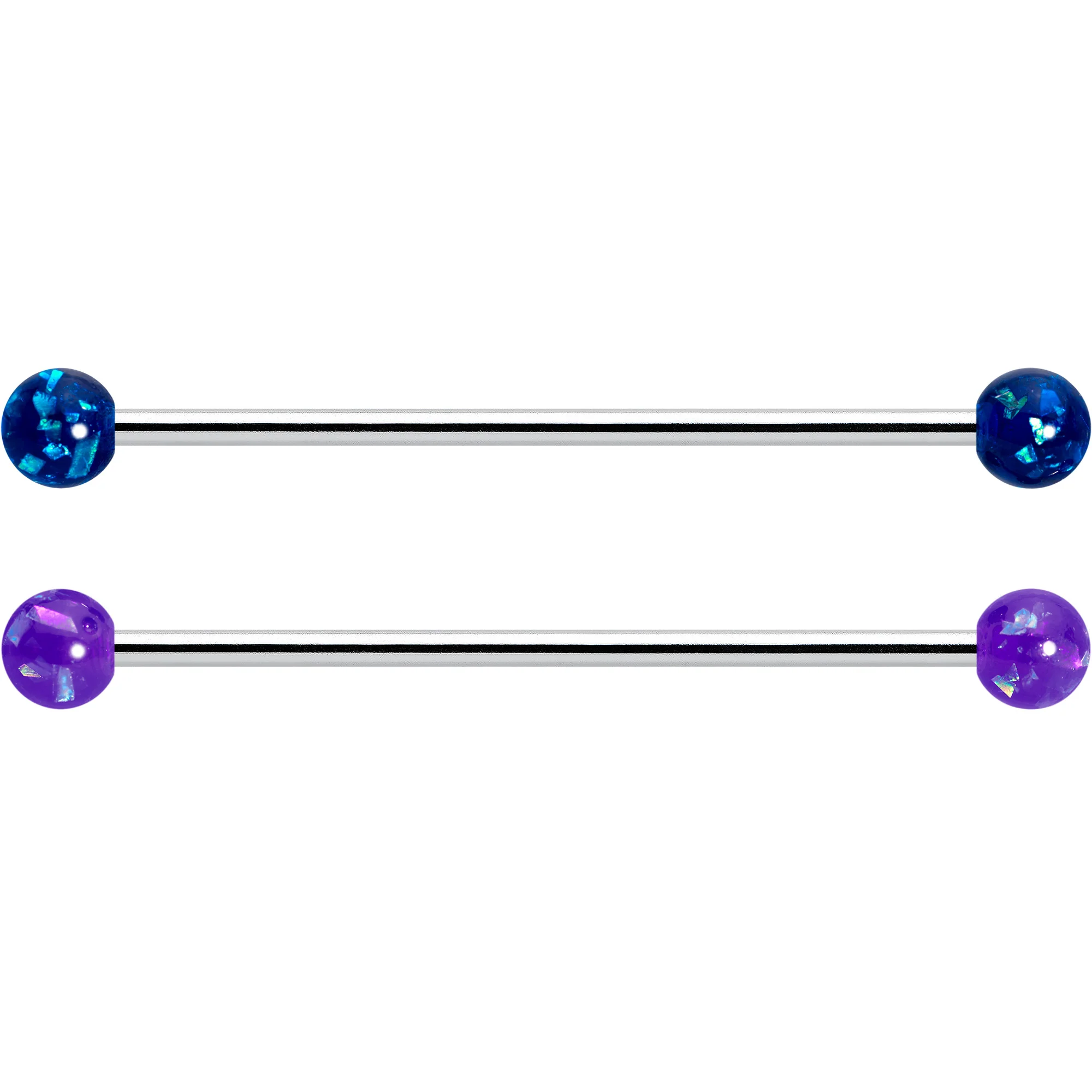 14G Pink Blue Purple Faux Opal Pack Industrial Barbell Set of 4 - Image 3