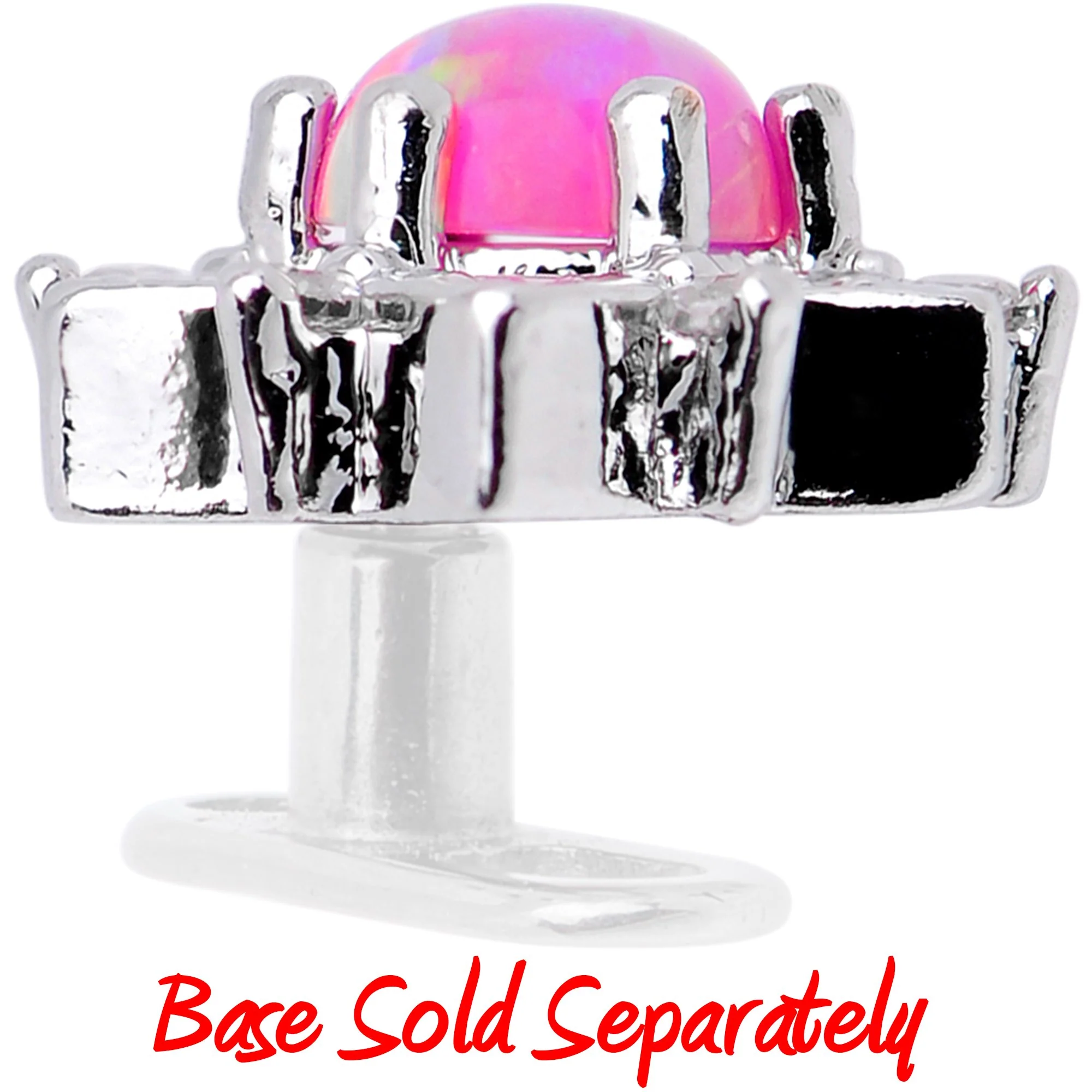 14G Pink Faux Opal Floral Glam Dermal Anchor Top - Image 5