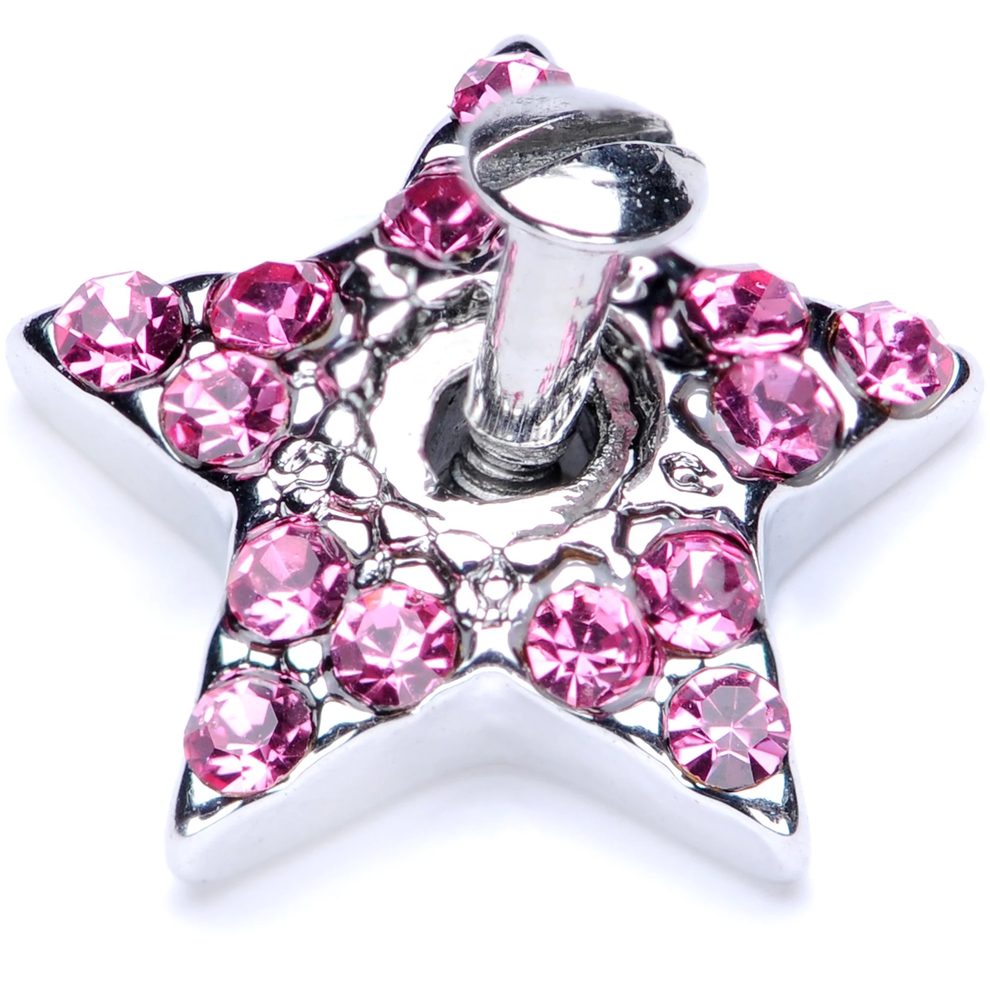 14G Pink Gem 10mm Five Point Star Dermal Top - Image 3