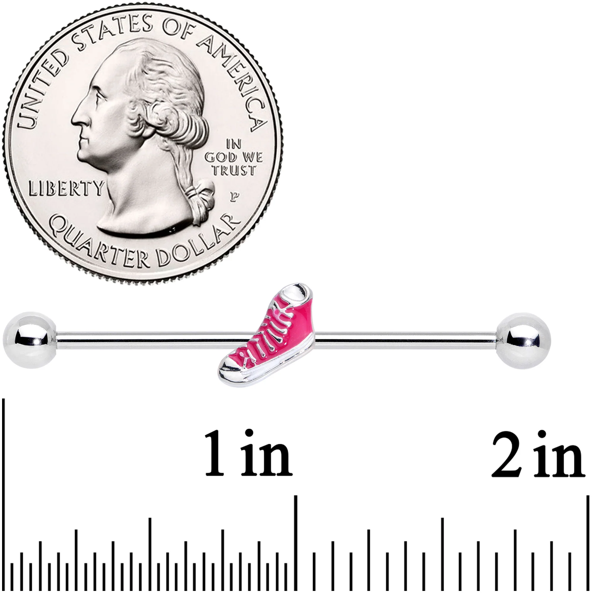 14G Pink High Top Sneaker Industrial Barbell 38mm - Image 2