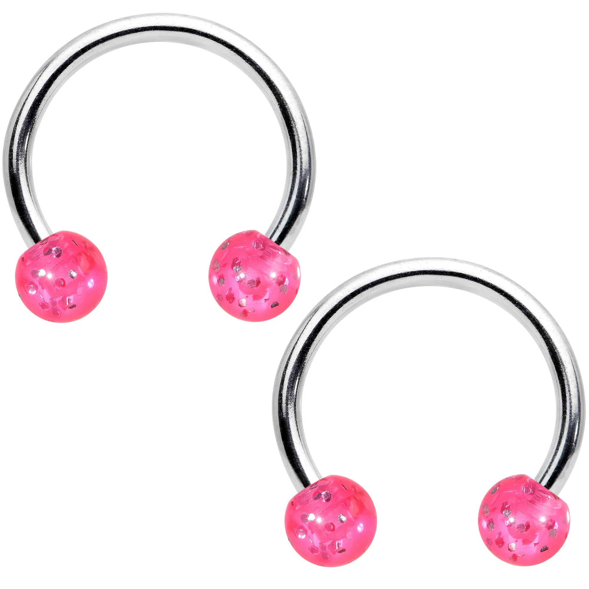 14G Pink Purple Butterfly Horseshoe Barbell Nipple Ring Set of 4 - Image 3