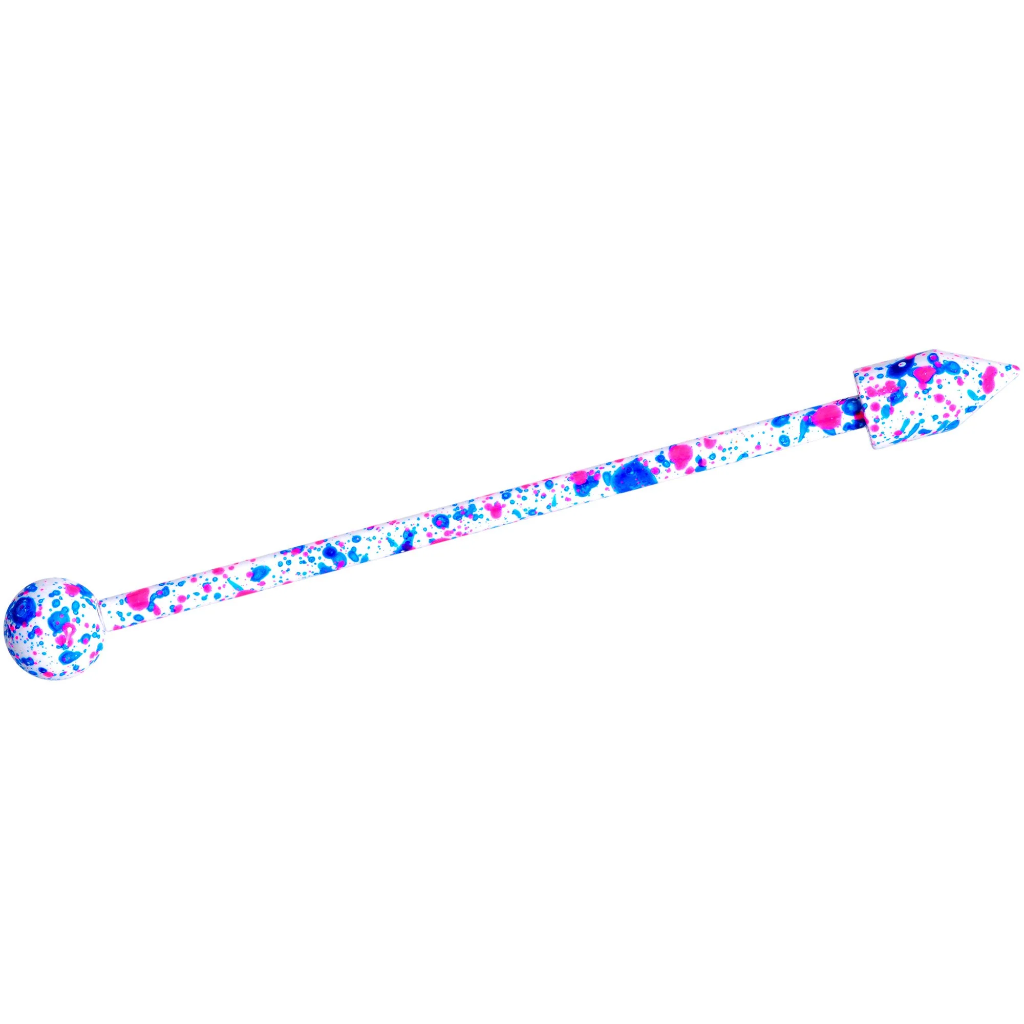 14G Pink White Blue Make A Point Industrial Barbell 38mm