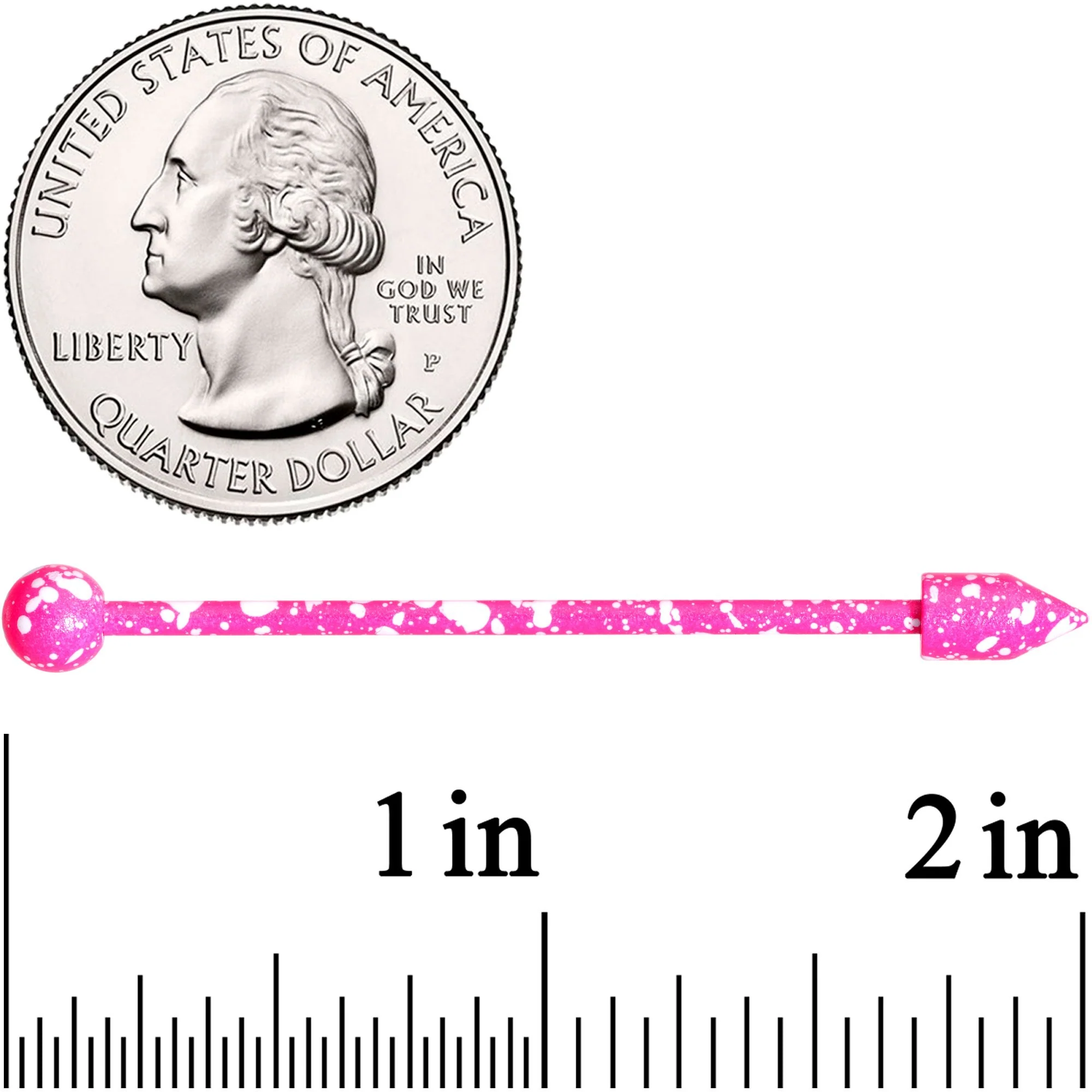 14G Pink White Make A Point  Industrial Barbell 38mm - Image 2