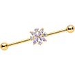 14G Purple CZ Gem Gold Tone Star Burst Industrial Barbell 38mm - Image 5
