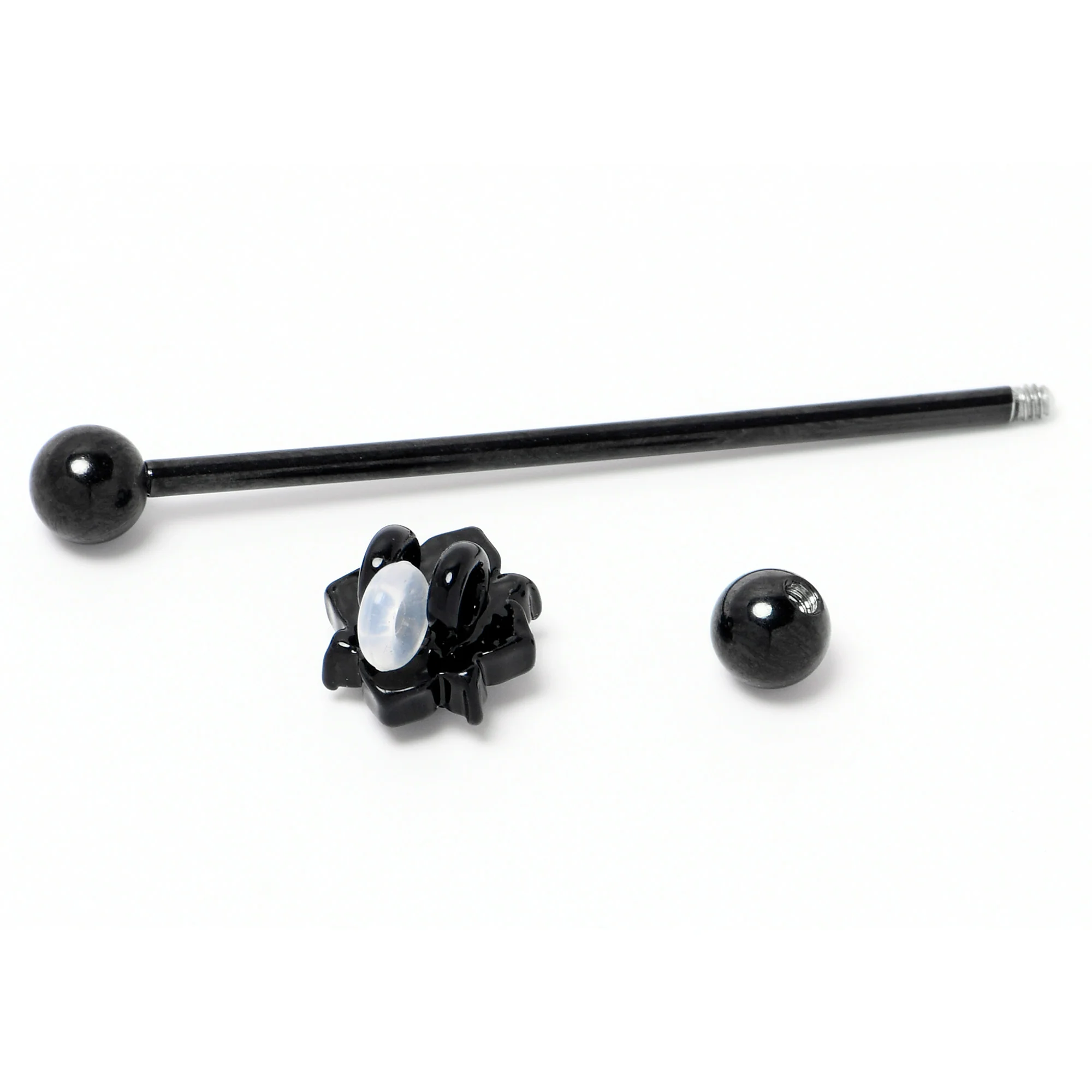 14G Purple Gem Black Scrolling Hearts Industrial Barbell 38mm - Image 4