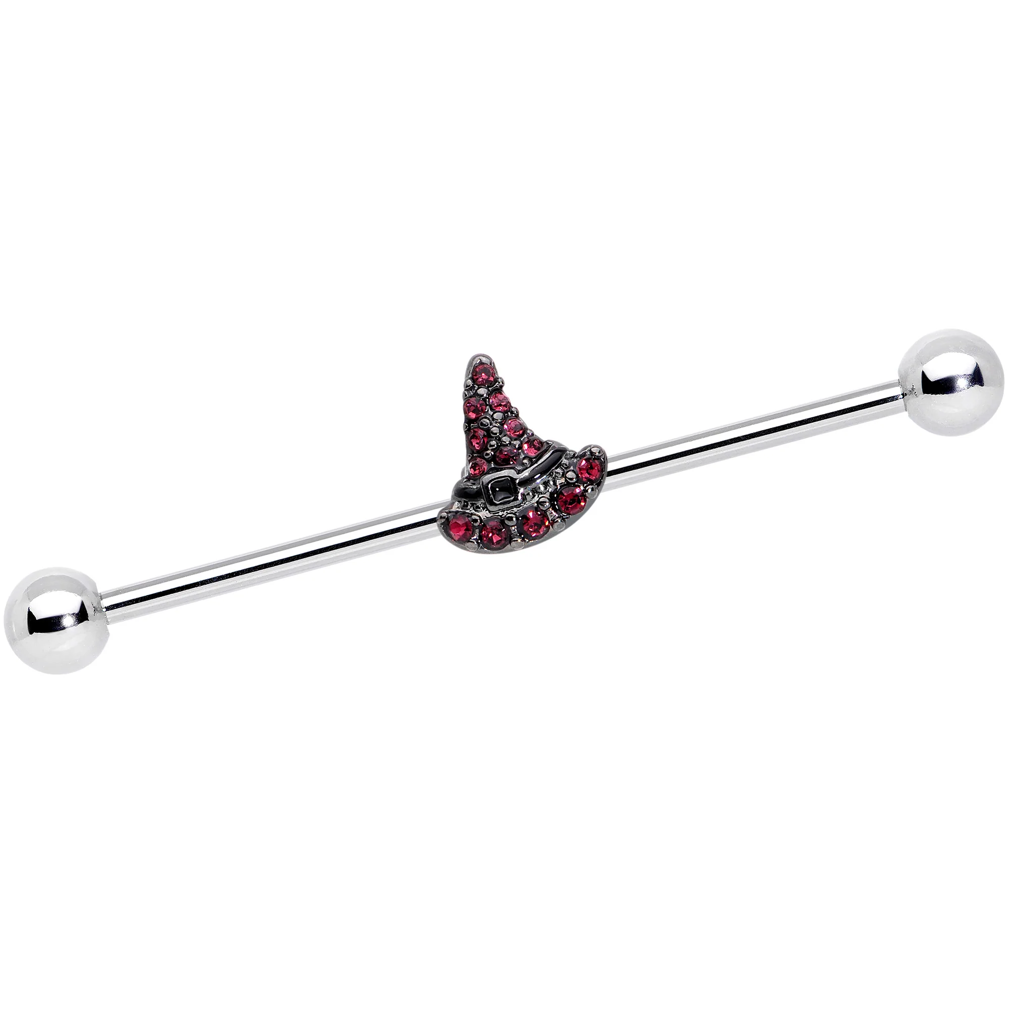 14G Purple Gem Witch Hat Halloween Industrial Barbell 38mm