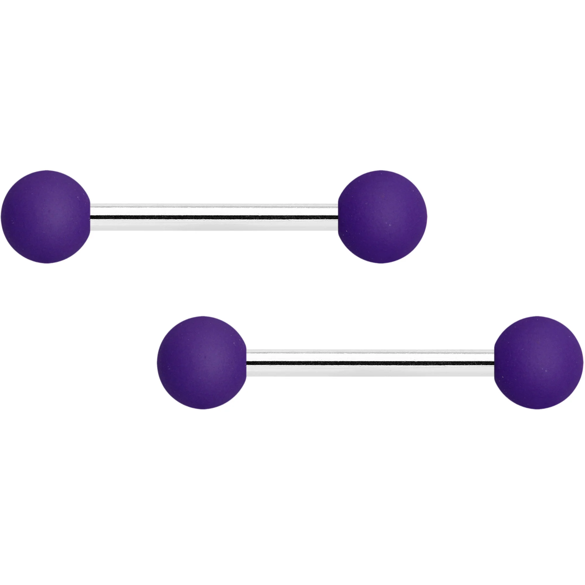 14G Purple Peach Matte Barbell Nipple Ring Set of 4 - Image 2