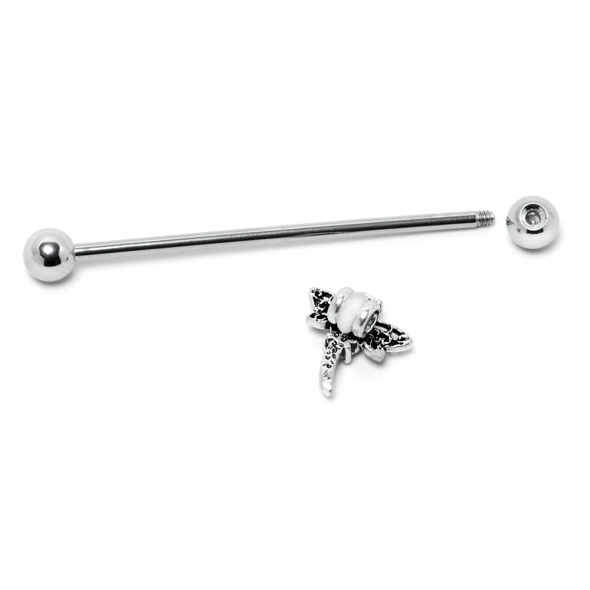 14G Purple Yellow Gem Dragonfly Industrial Barbell 38mm - Image 4