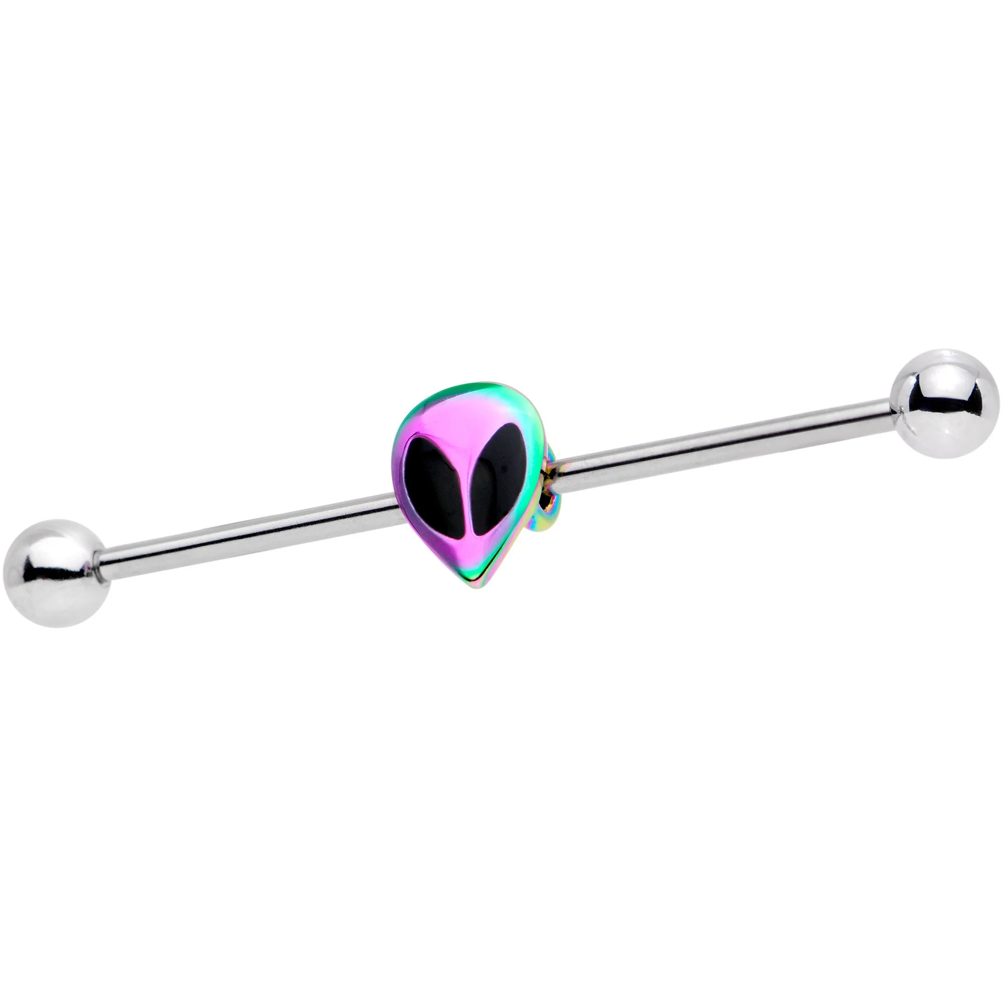 14G Rainbow Radical Alien Industrial Barbell 38mm - Image 2