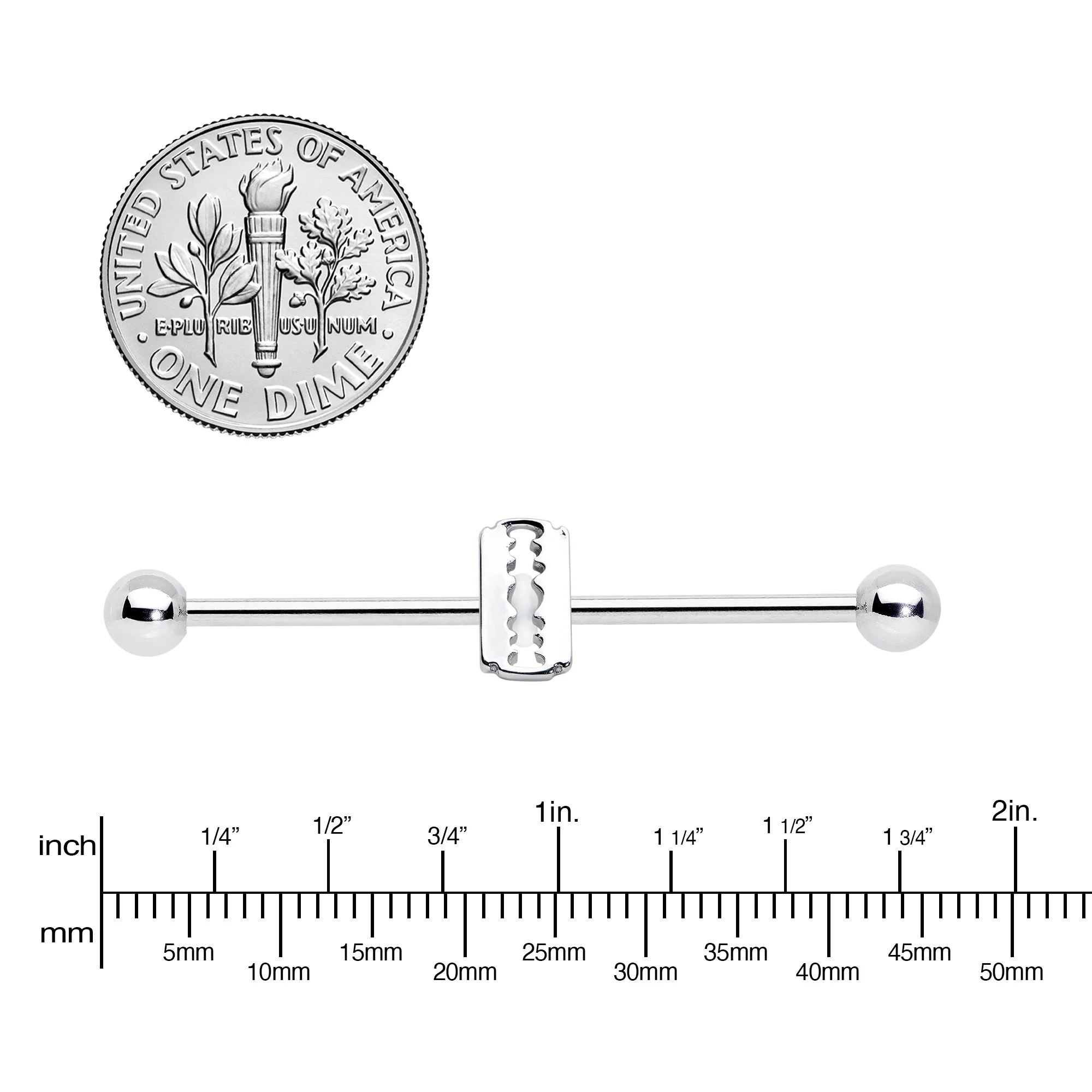 14G Razor Blade Industrial Barbell 38mm - Image 3