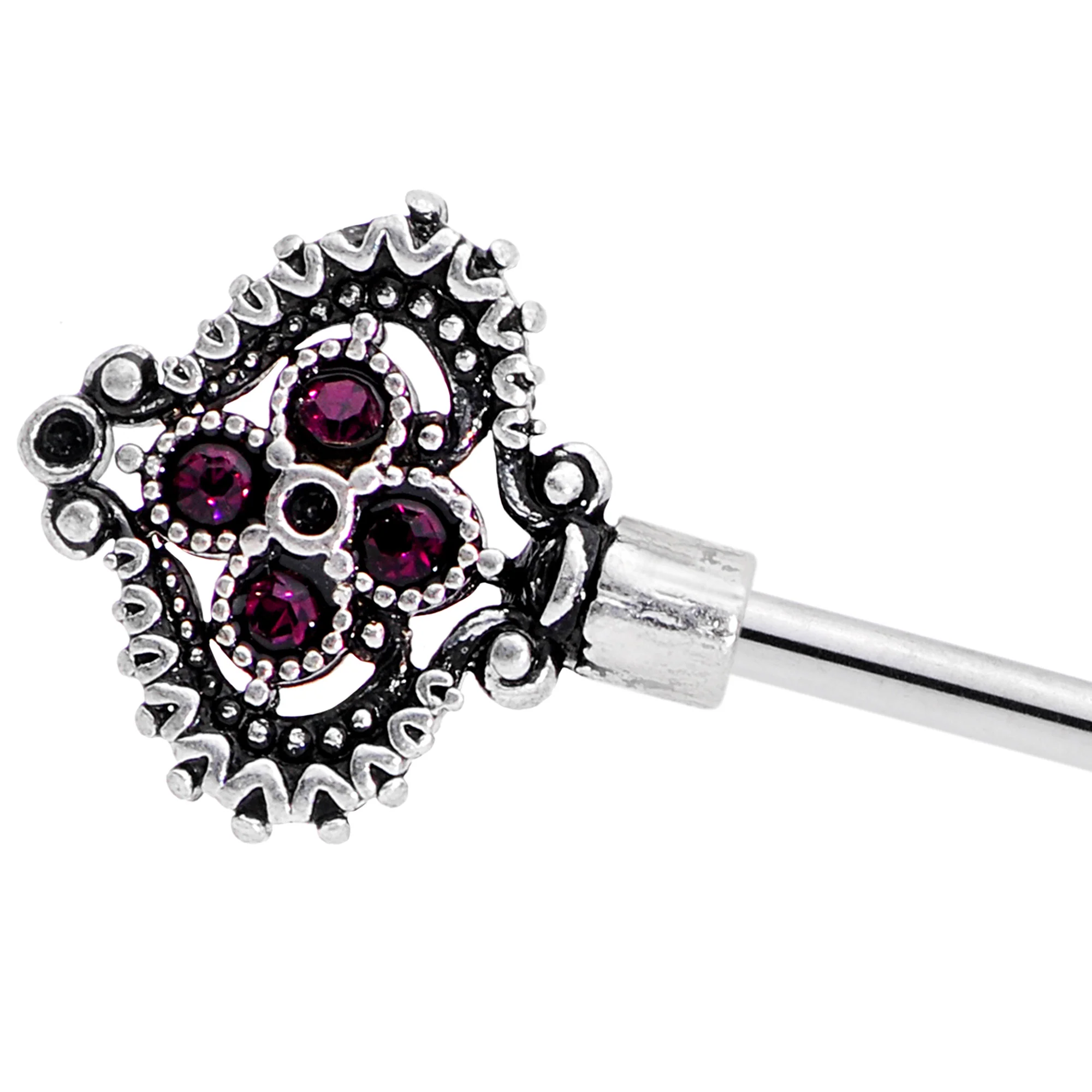 14G Red Brown Gem Kings Key Industrial Barbell 38mm - Image 2