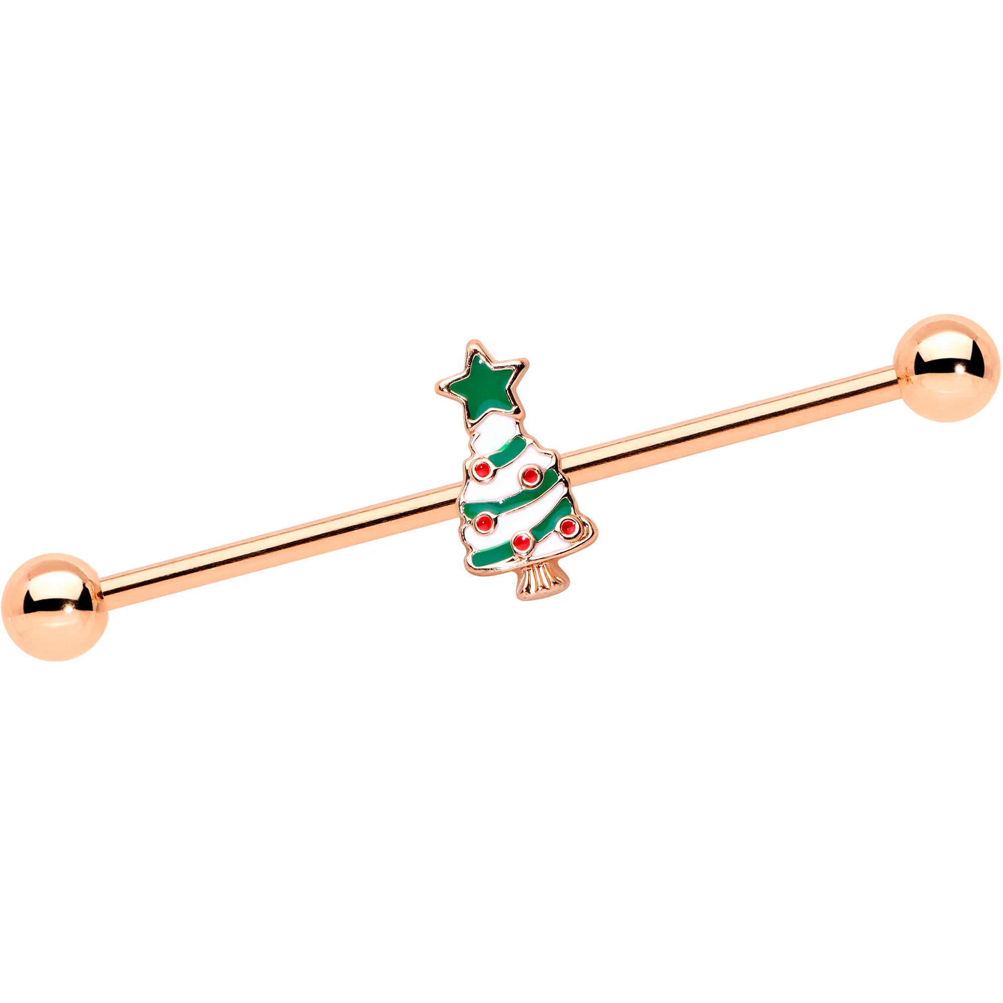 14G Red Gem Snowman Christmas Industrial Barbell 38mm Set of 2 - Image 3
