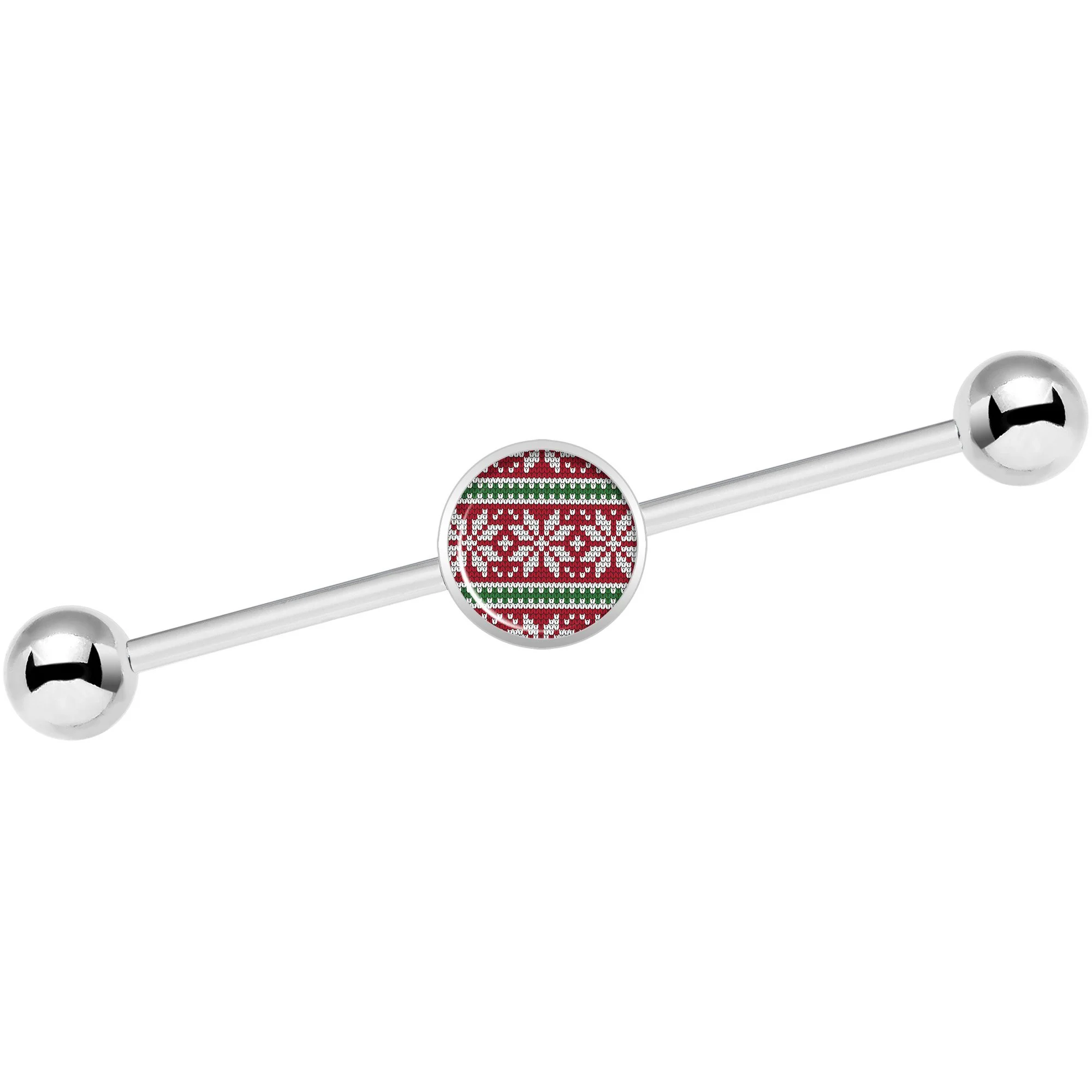 14G Red Green Christmas Sweater Industrial Barbell 37mm - Image 5