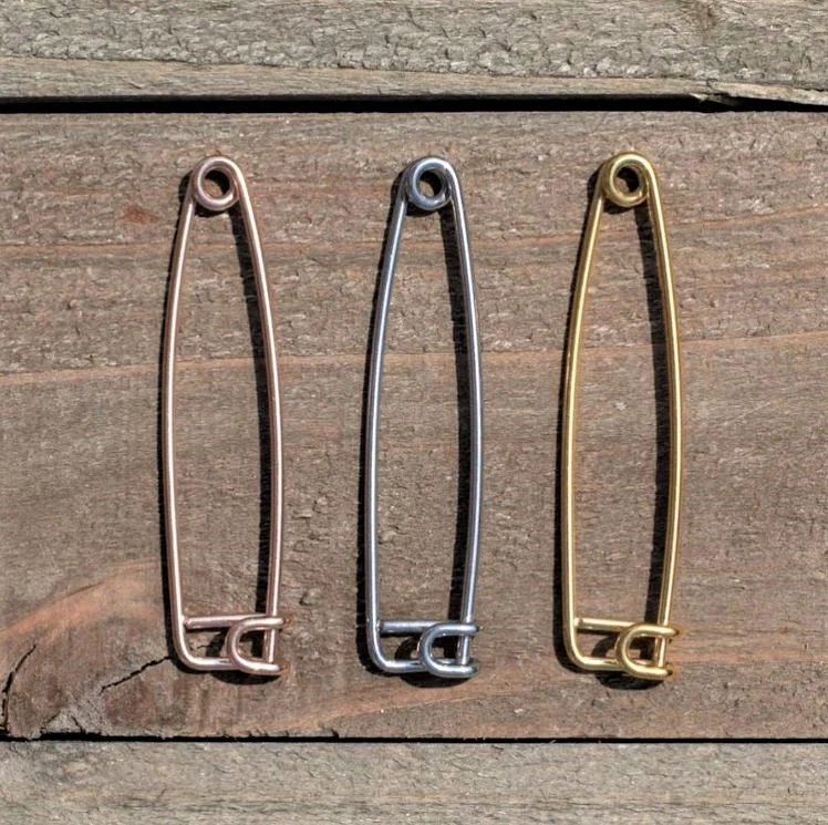 14G Rose Gold Tone Punk Rock Safety Pin Industrial Barbell 38mm - Image 2