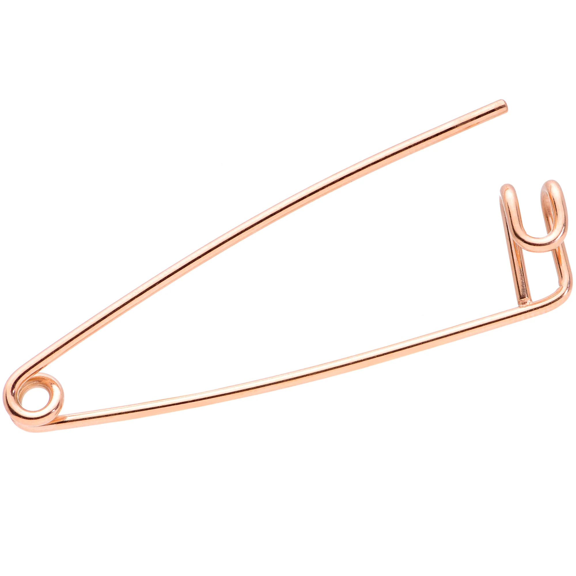 14G Rose Gold Tone Punk Rock Safety Pin Industrial Barbell 38mm - Image 3