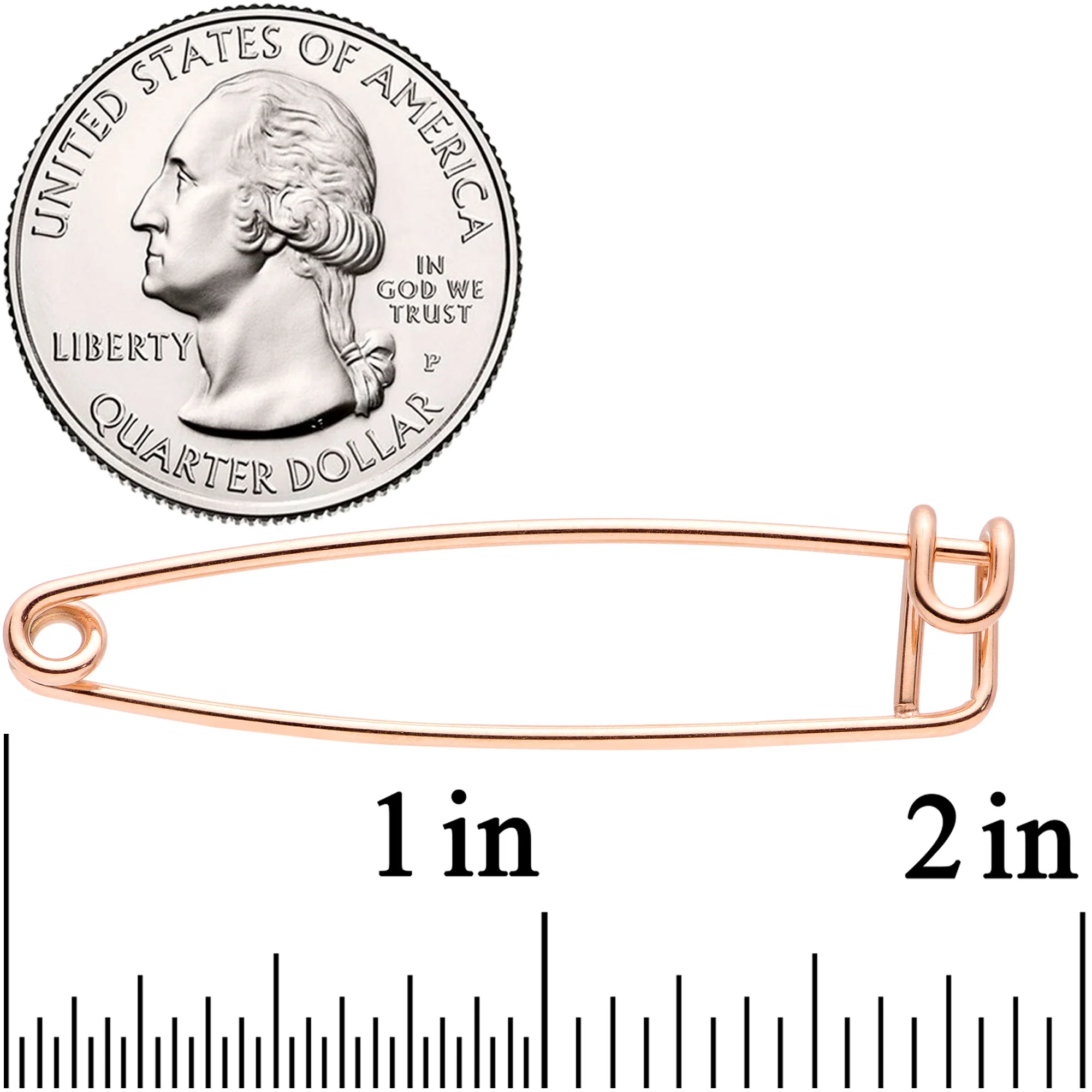 14G Rose Gold Tone Punk Rock Safety Pin Industrial Barbell 38mm - Image 4